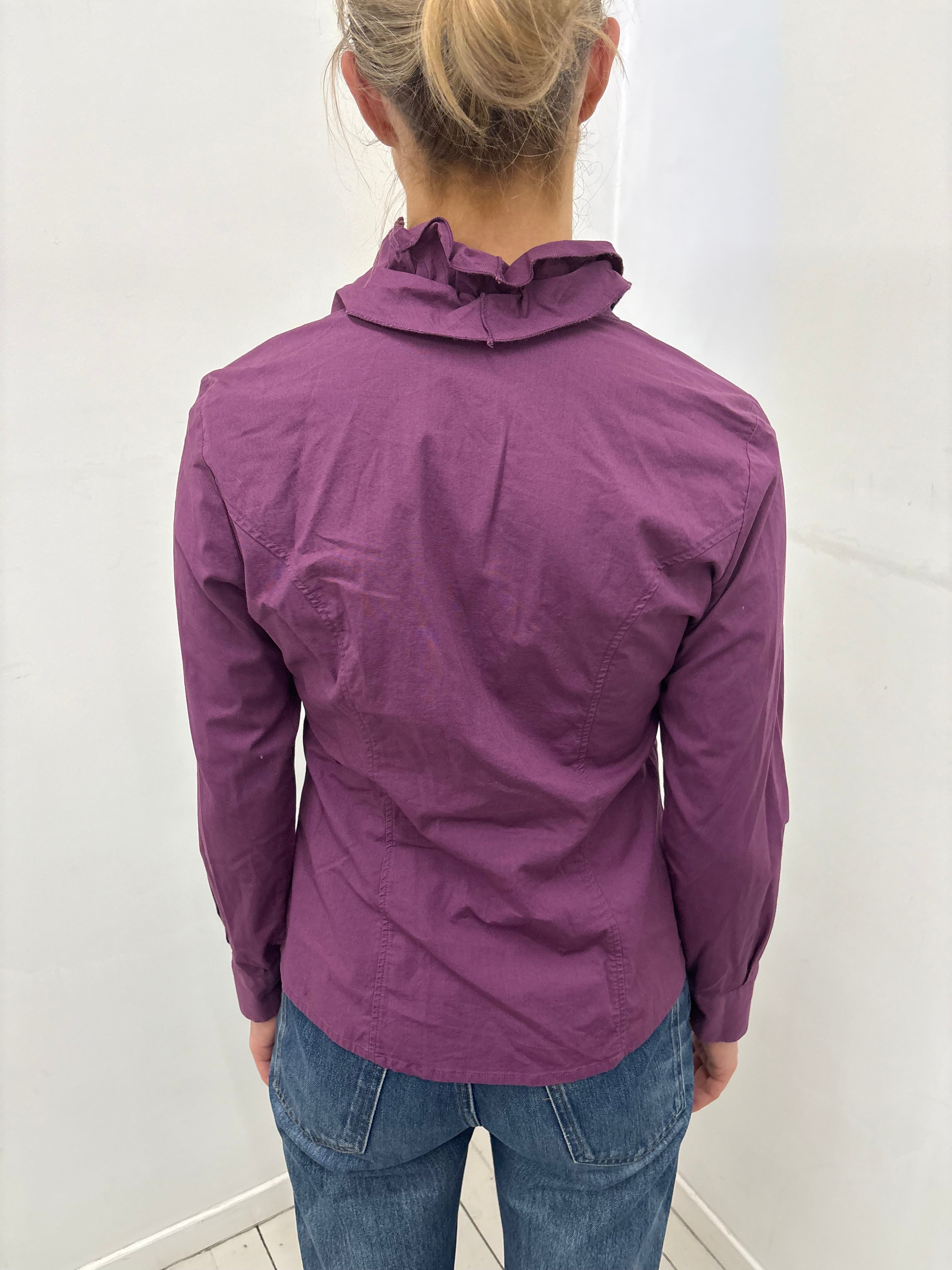 Y2K Plum Ruffle Button-Up