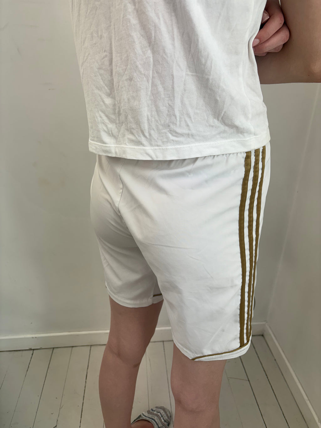 White Real Madrid Y2K Football Shorts