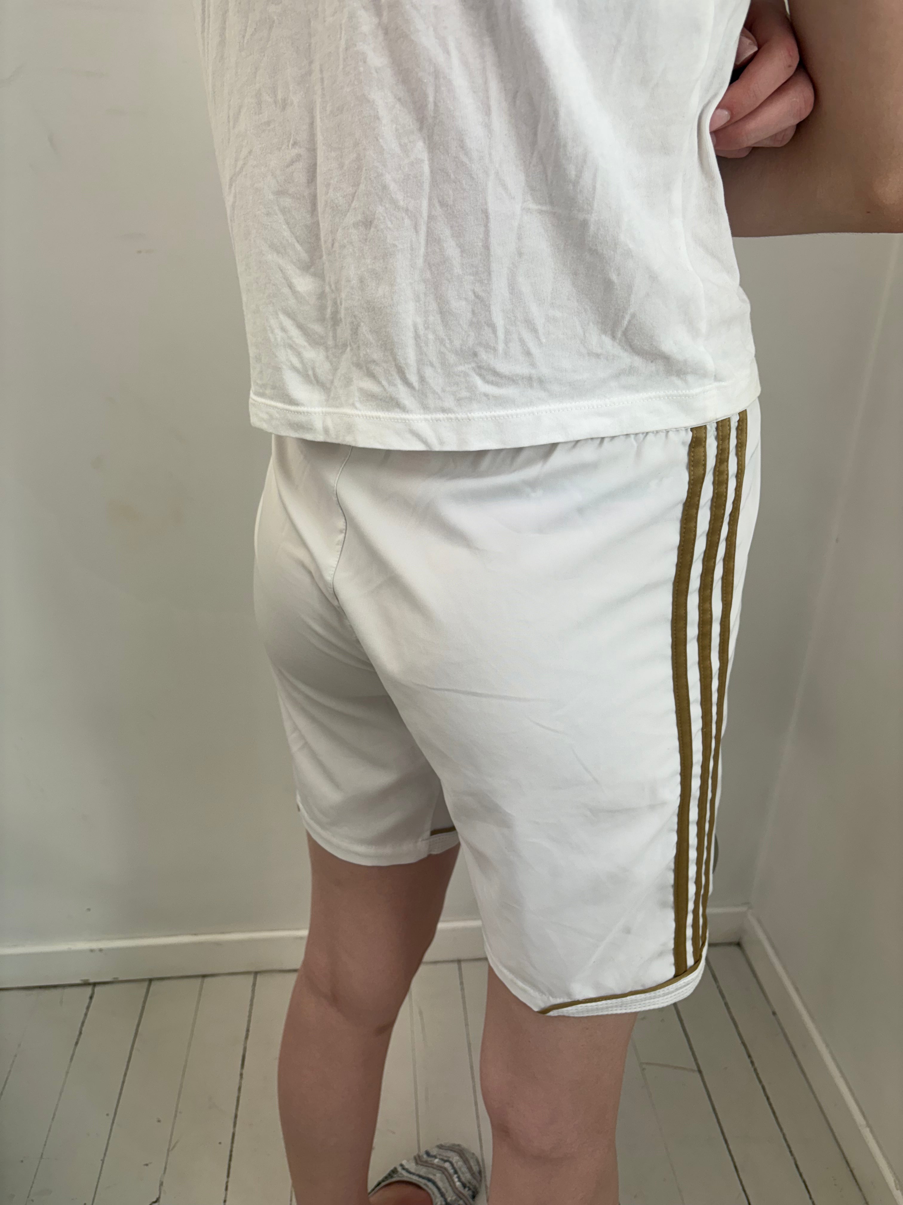 White Real Madrid Y2K Football Shorts