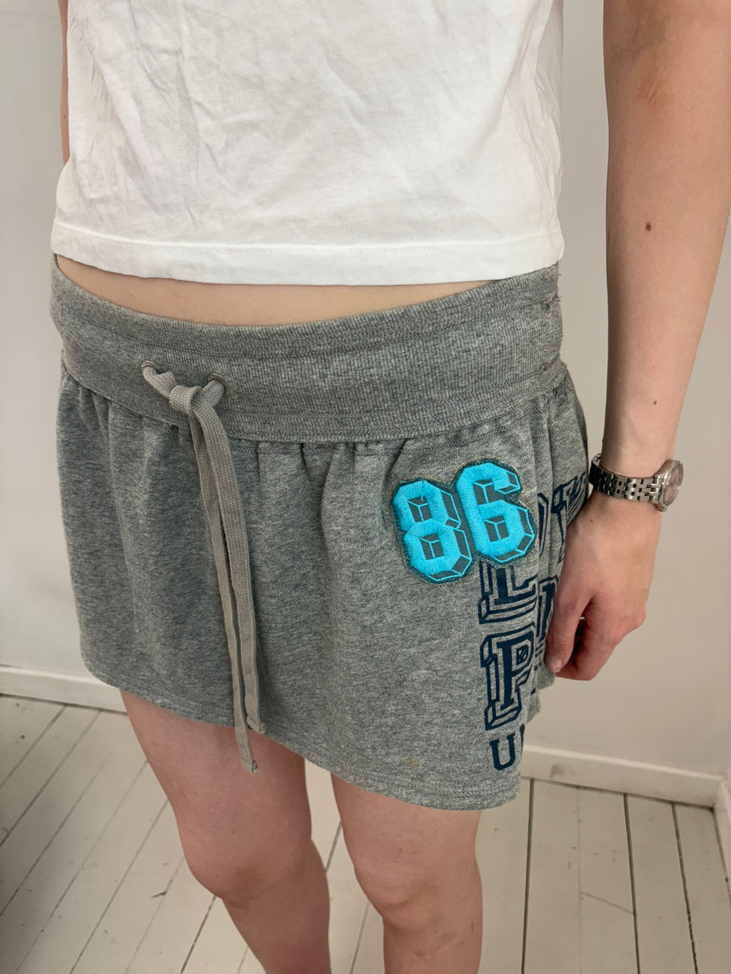 Grey Varsity PINK Sweat Mini Skirt Y2K
