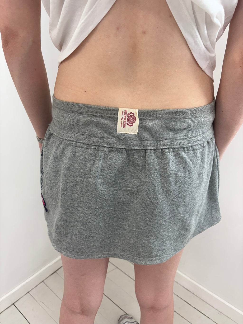 Grey Varsity PINK Sweat Mini Skirt Y2K