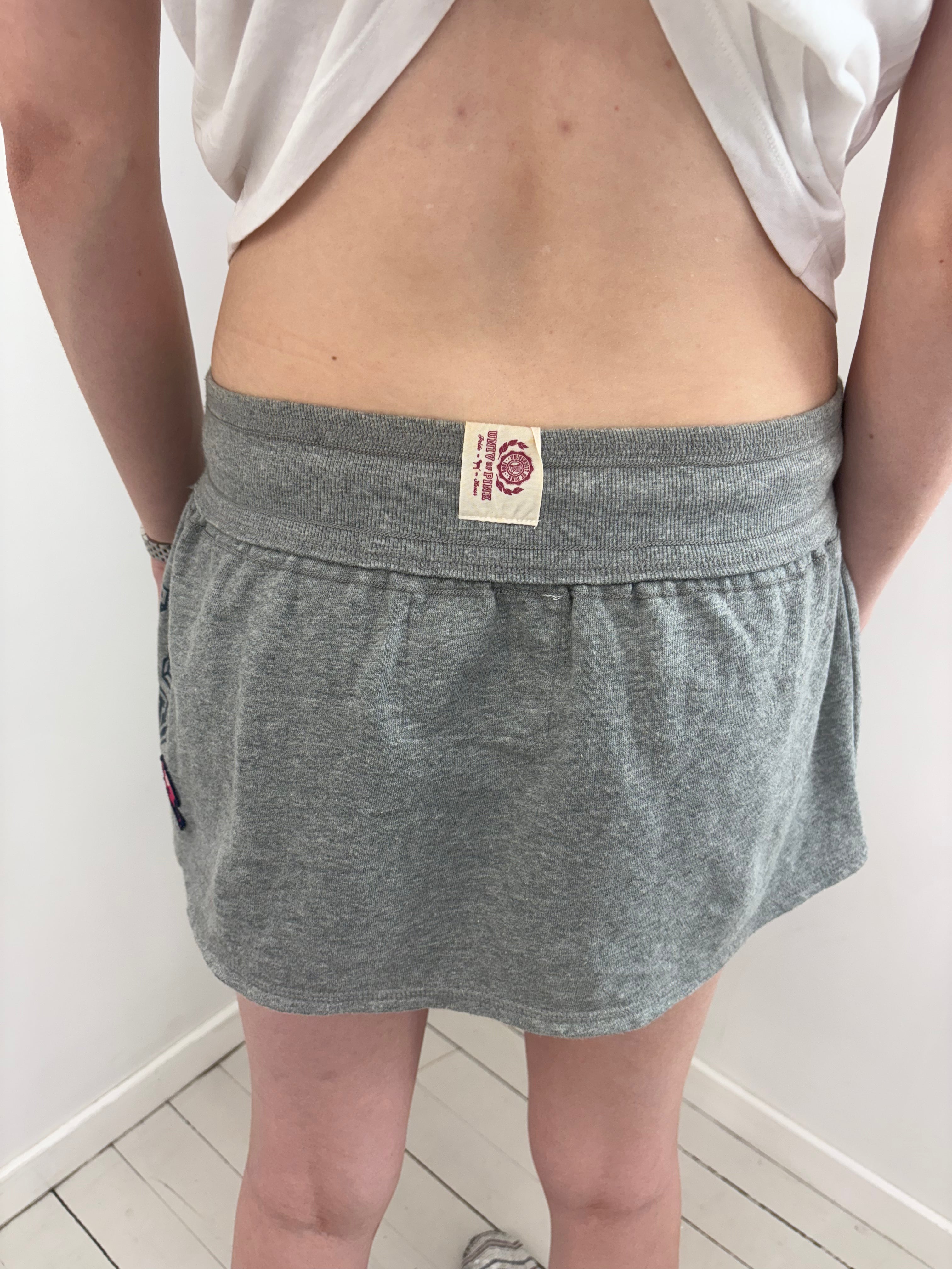 Grey Varsity PINK Sweat Mini Skirt Y2K