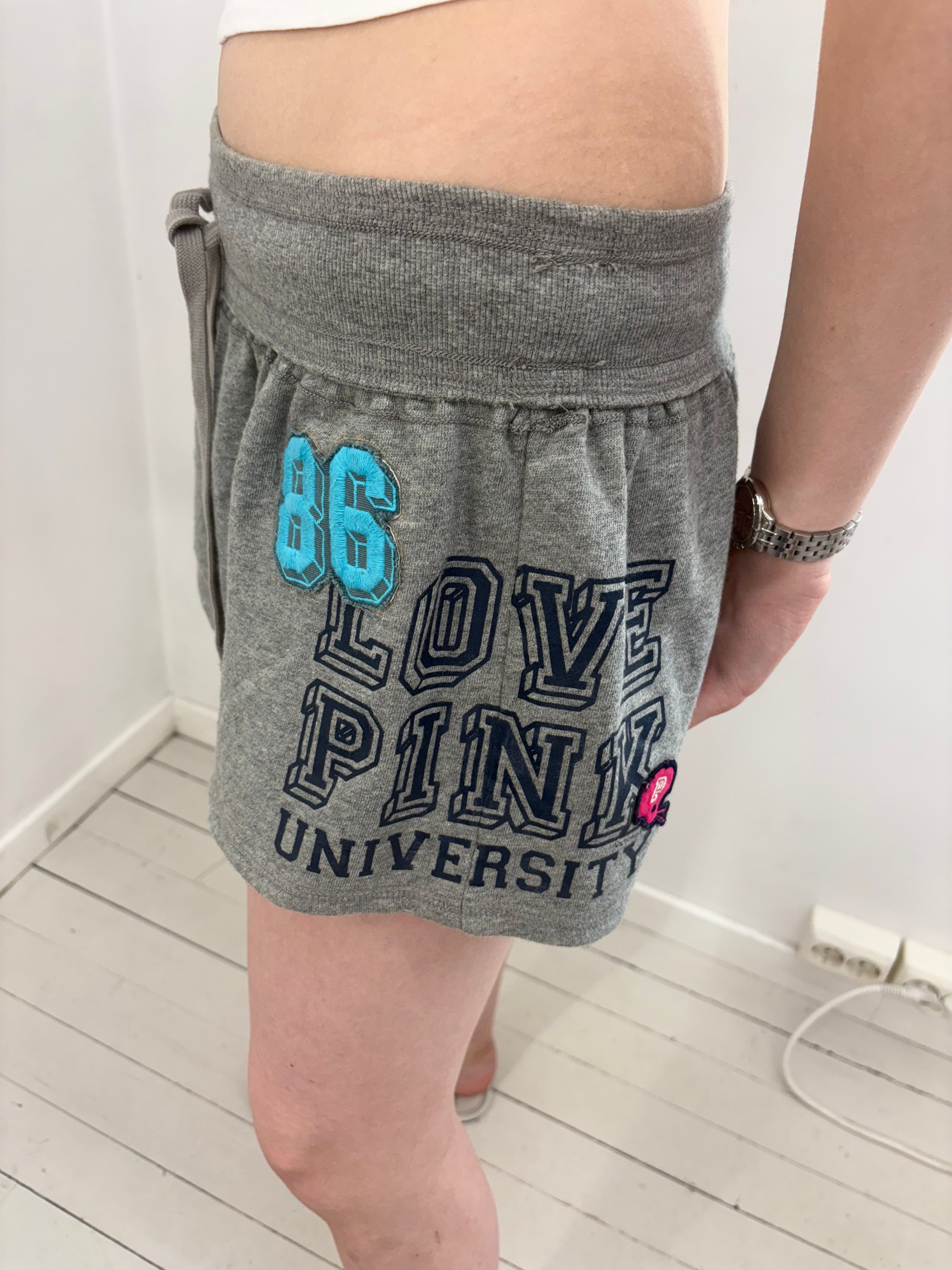 Grey Varsity PINK Sweat Mini Skirt Y2K