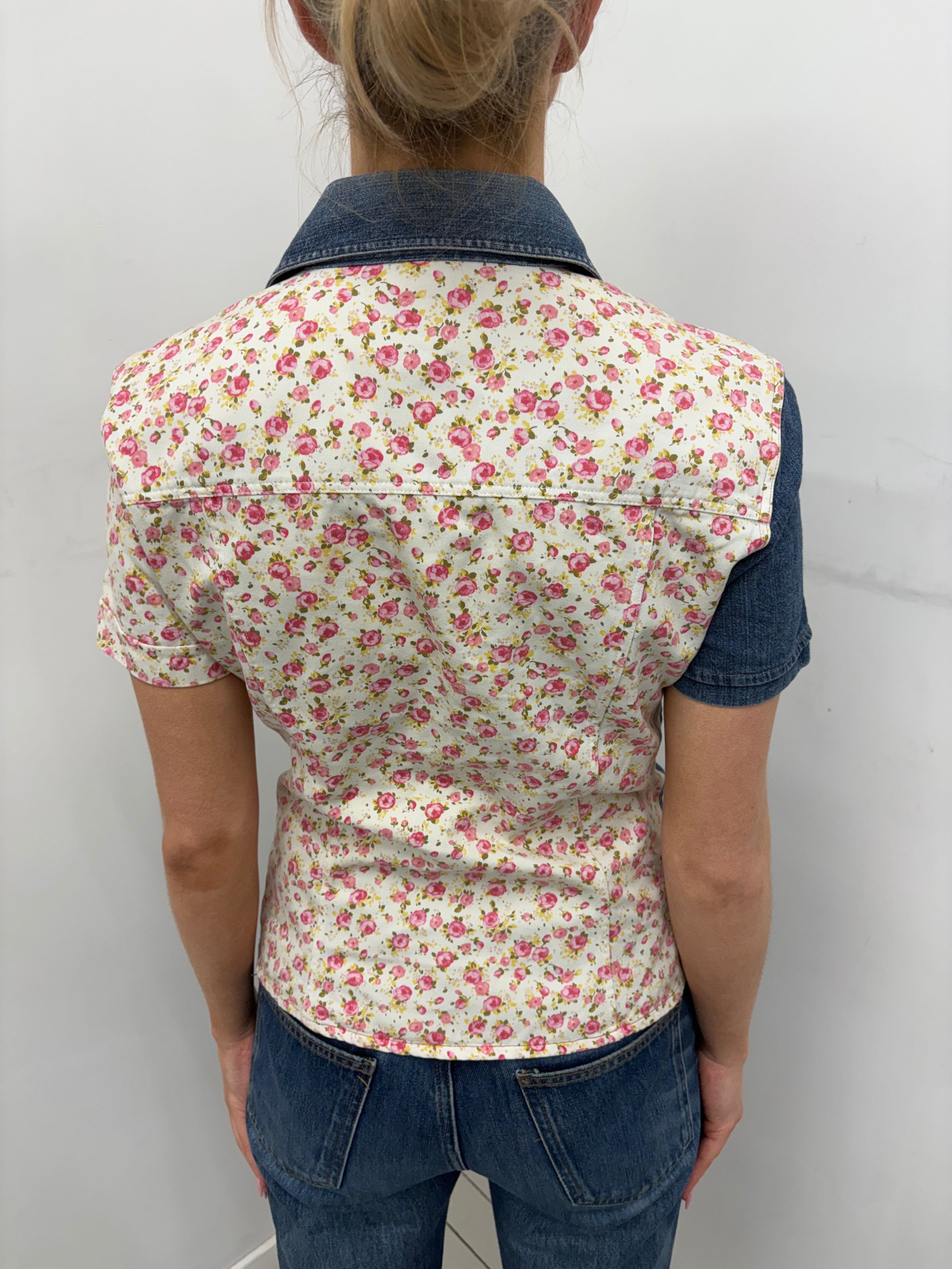 Dolce & Gabbana Y2K Patchwork Denim Floral Shirt