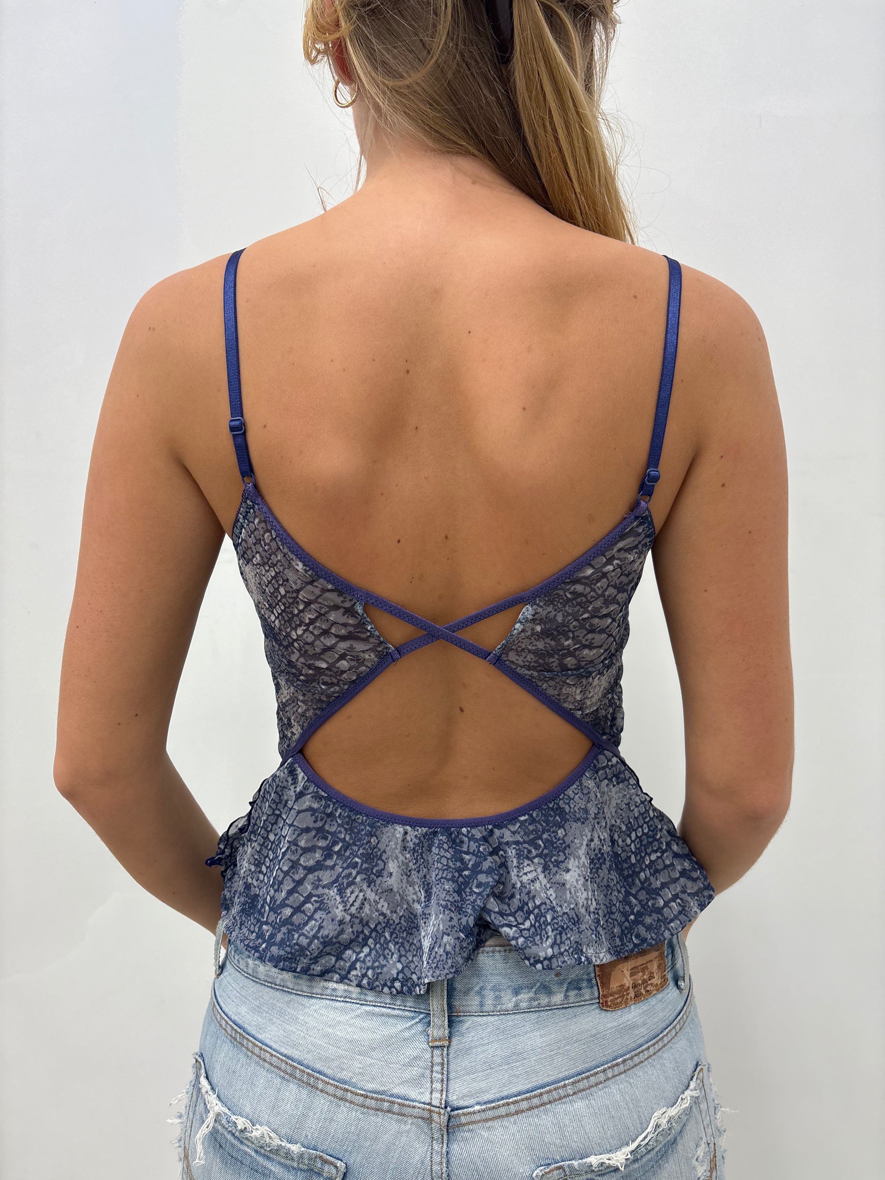 Blue Snakeskin Y2K Camisole Top