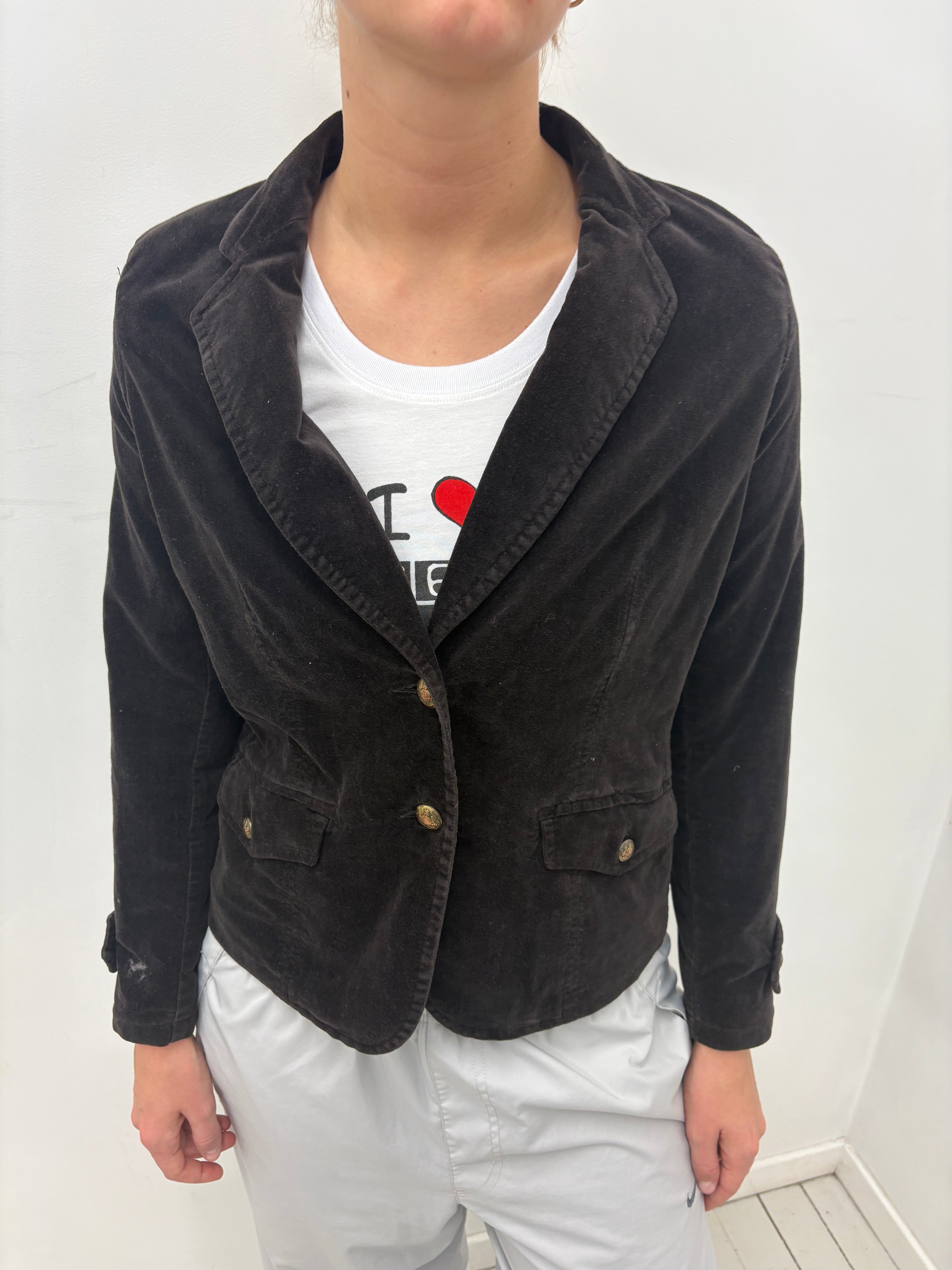 Dark Brown Corduroy Fitted Blazer