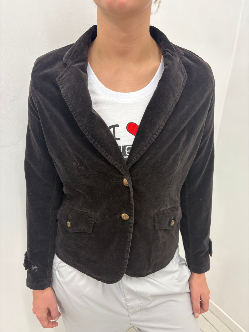 Dark Brown Corduroy Fitted Blazer