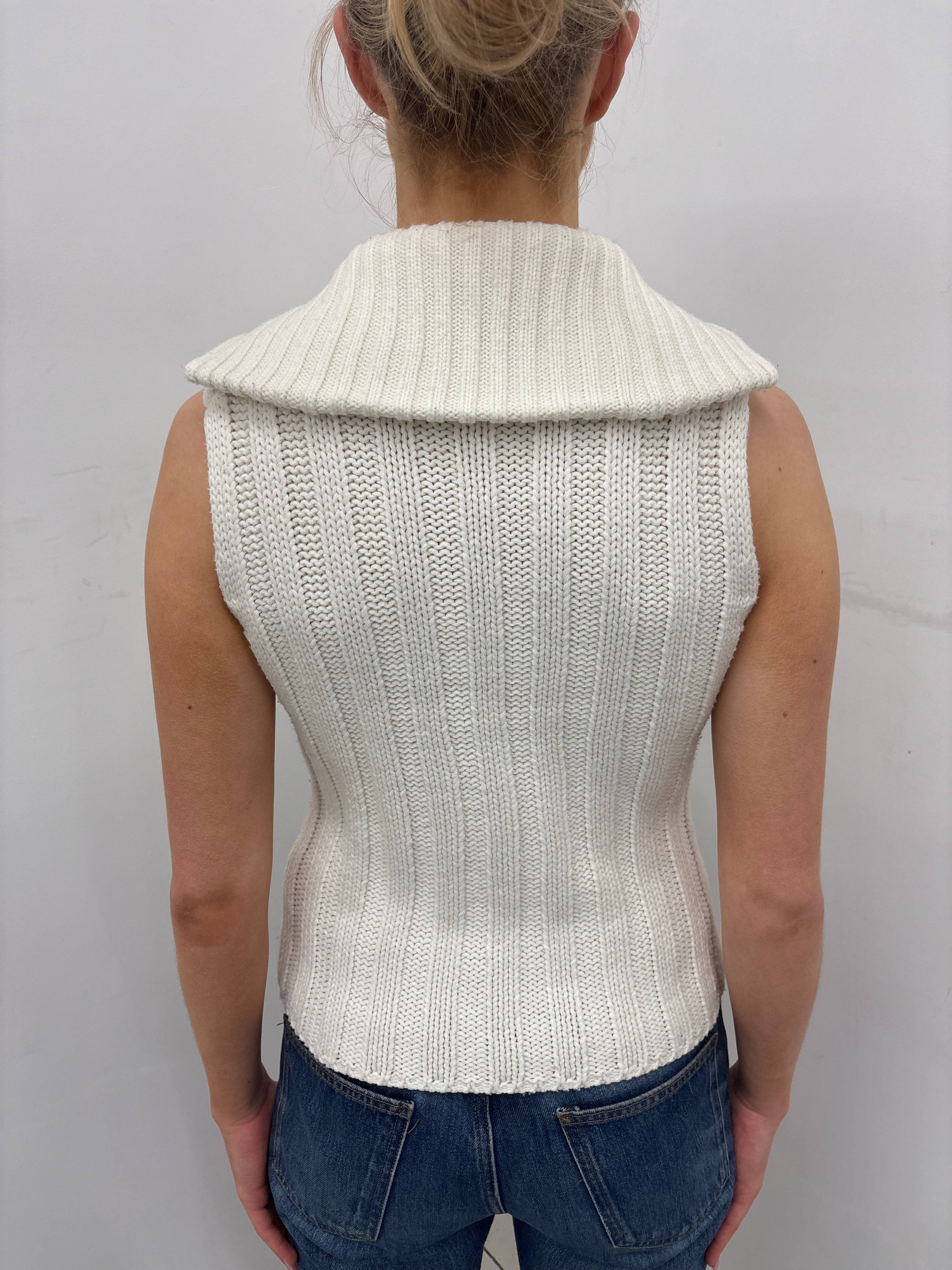 Prada Cable Knit Zip-Up Vest