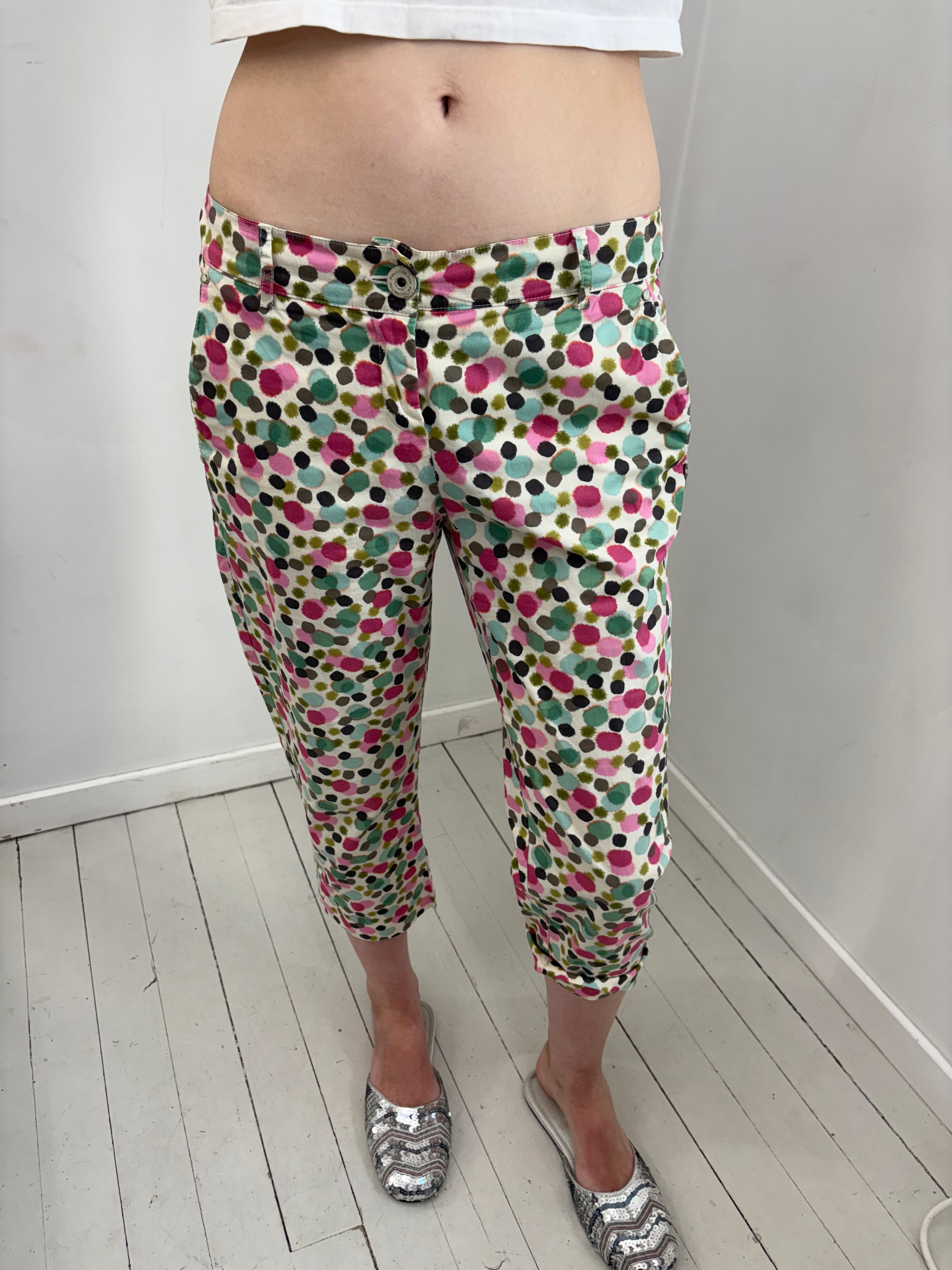 Colorful Polka Dot Print Capri Pants