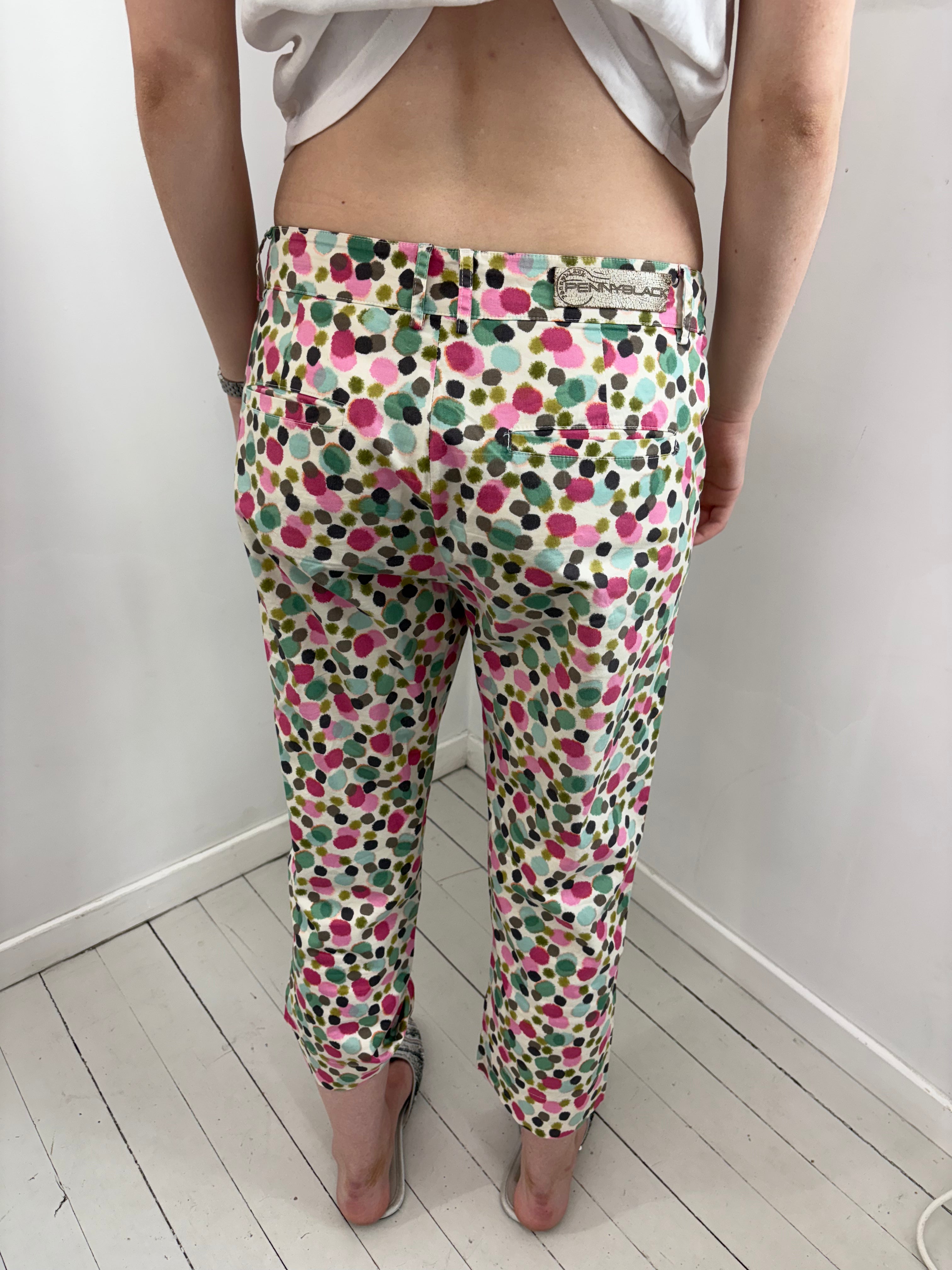 Colorful Polka Dot Print Capri Pants