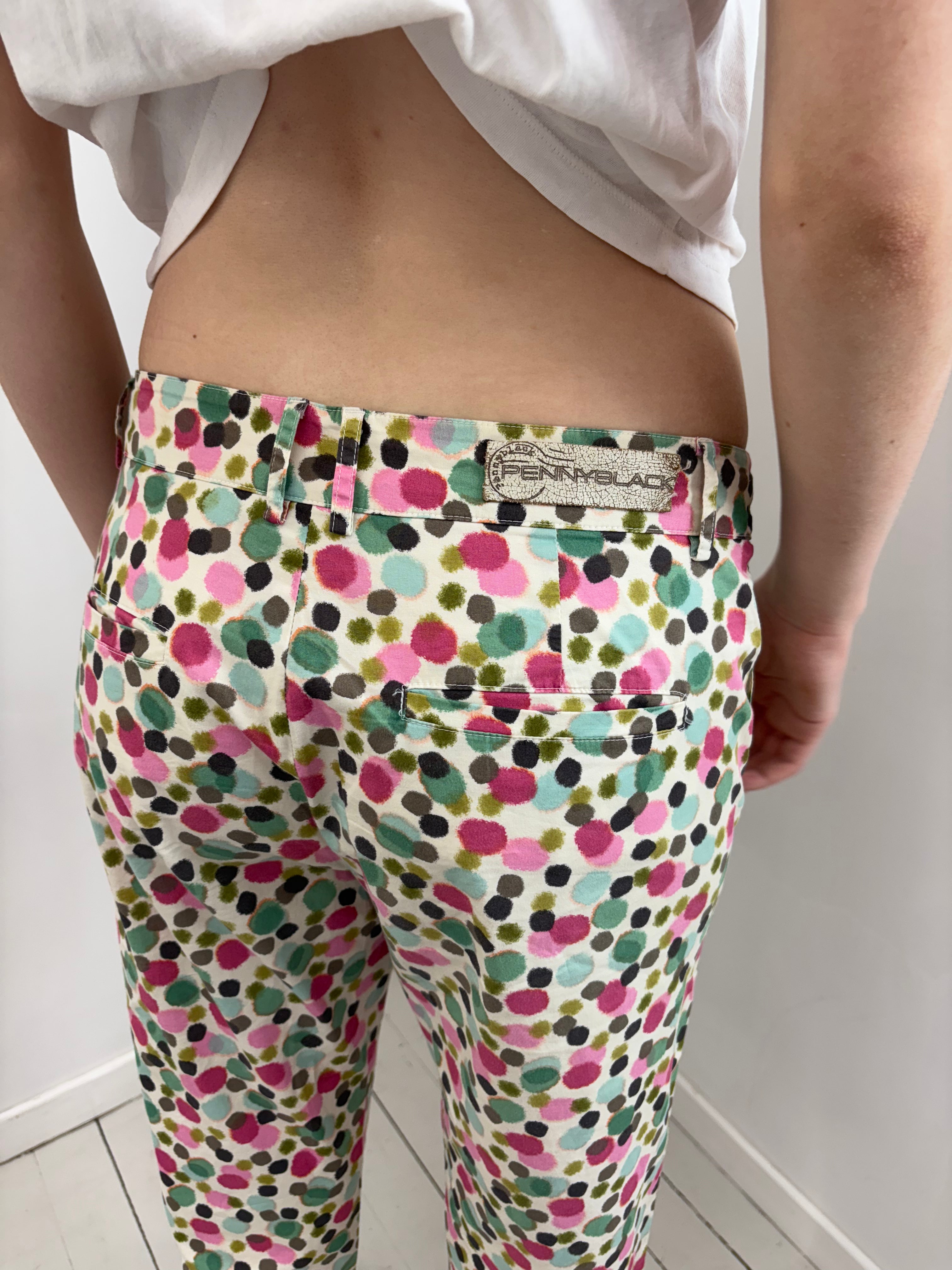 Colorful Polka Dot Print Capri Pants