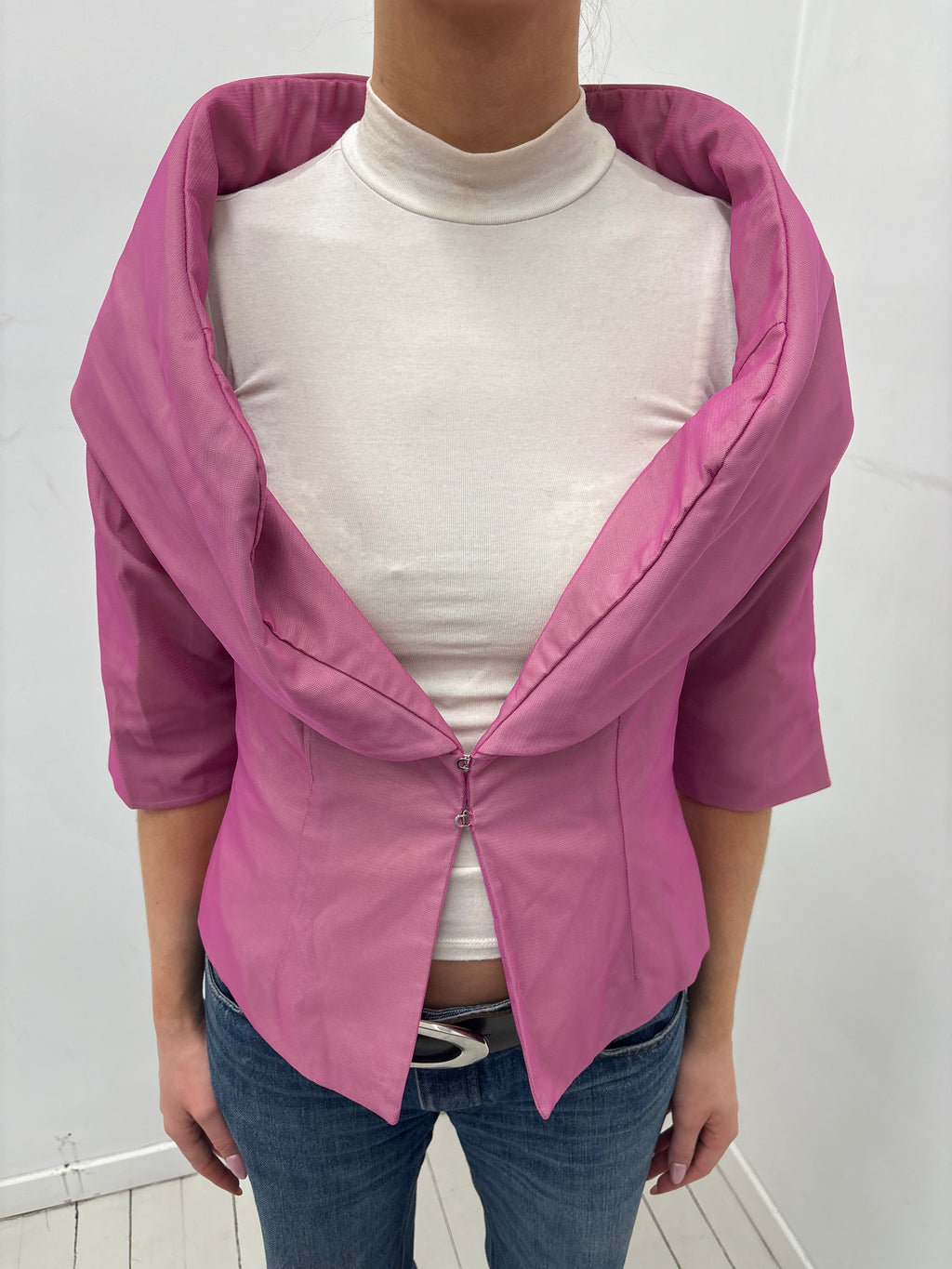 Y2K Pink Statement Collar Jacket