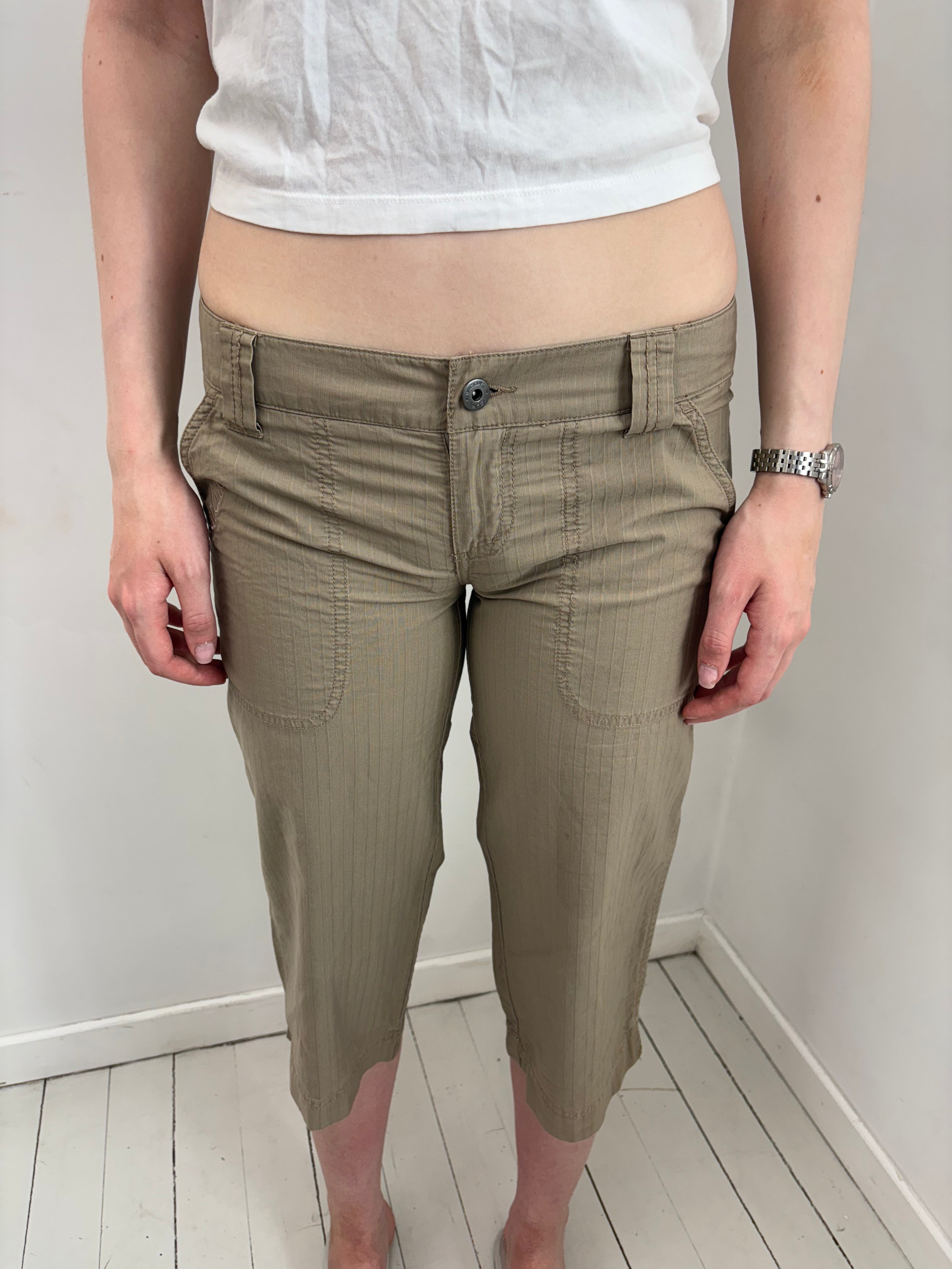 Khaki Pinstripe Capri Pants