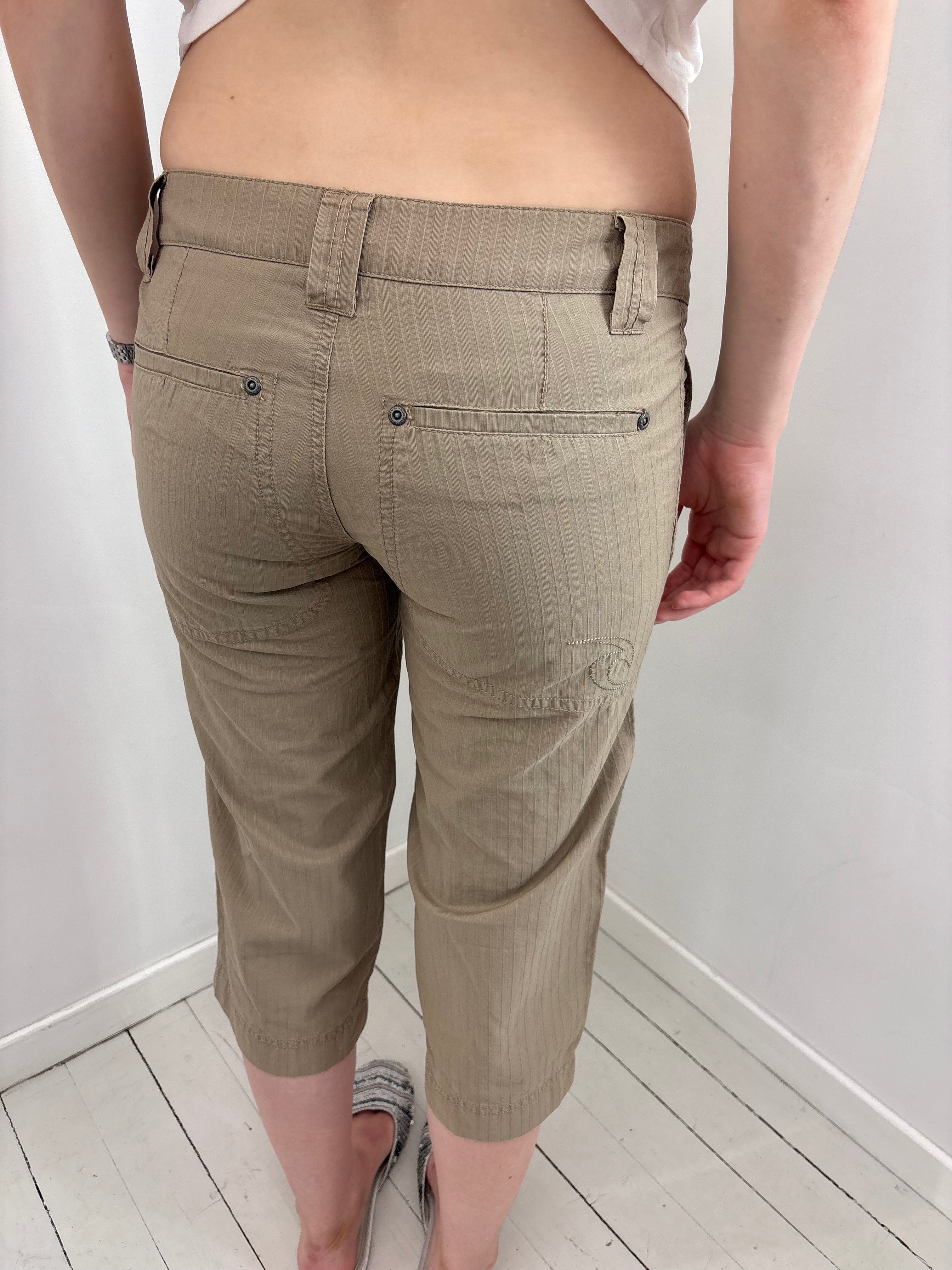 Khaki Pinstripe Capri Pants