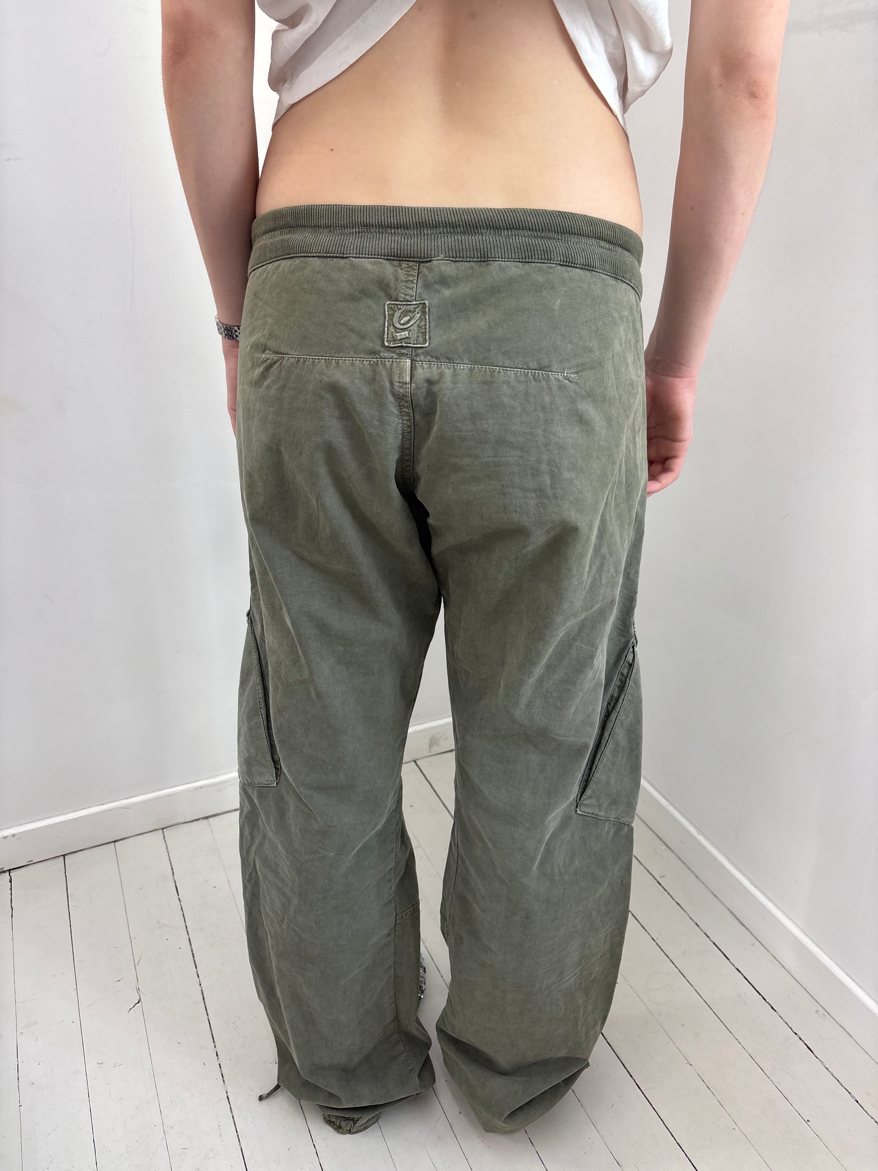 Olive Green Parachute Cargo Pants