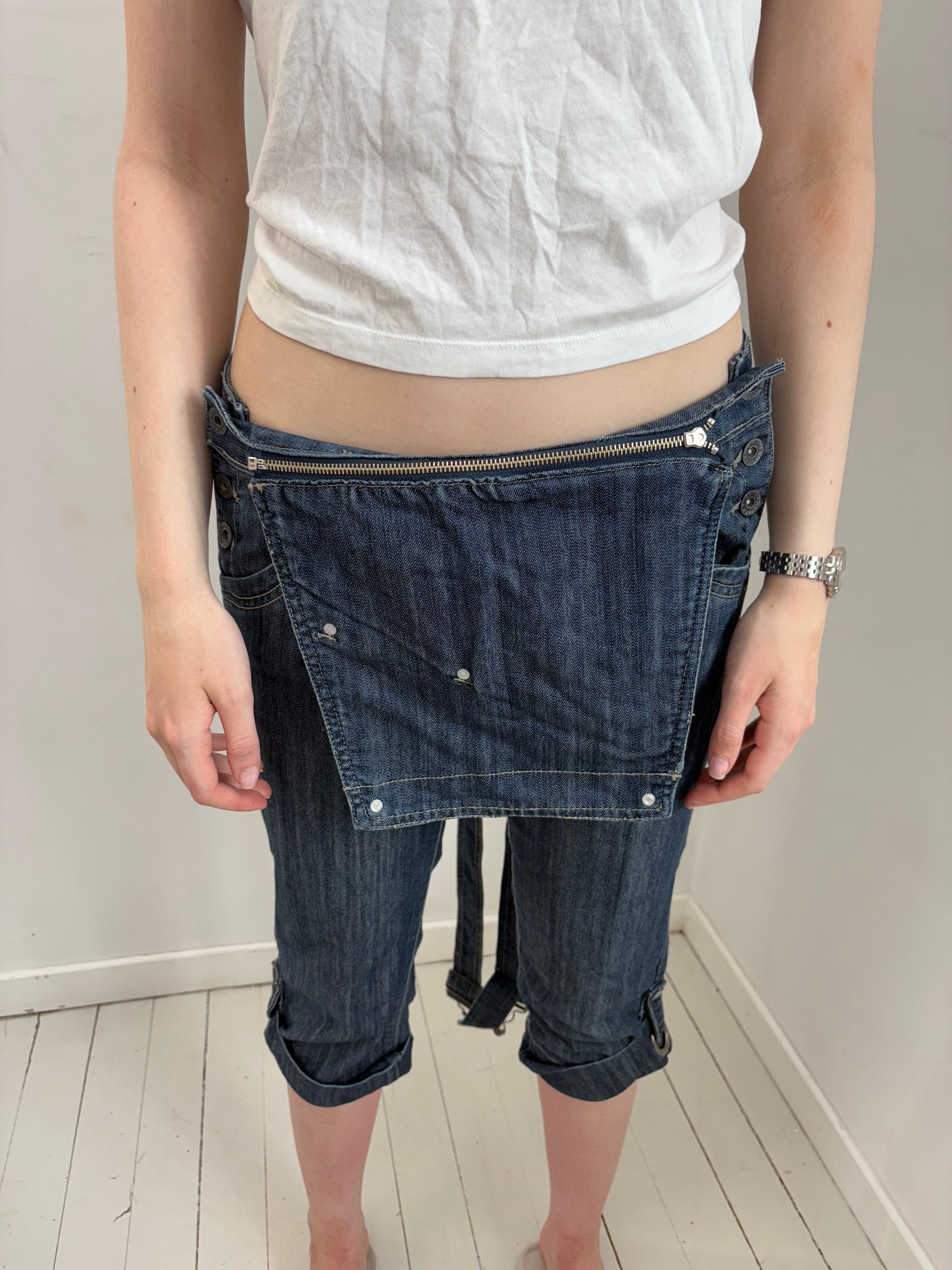 Dark Wash Denim Overalls with Bib Pocket