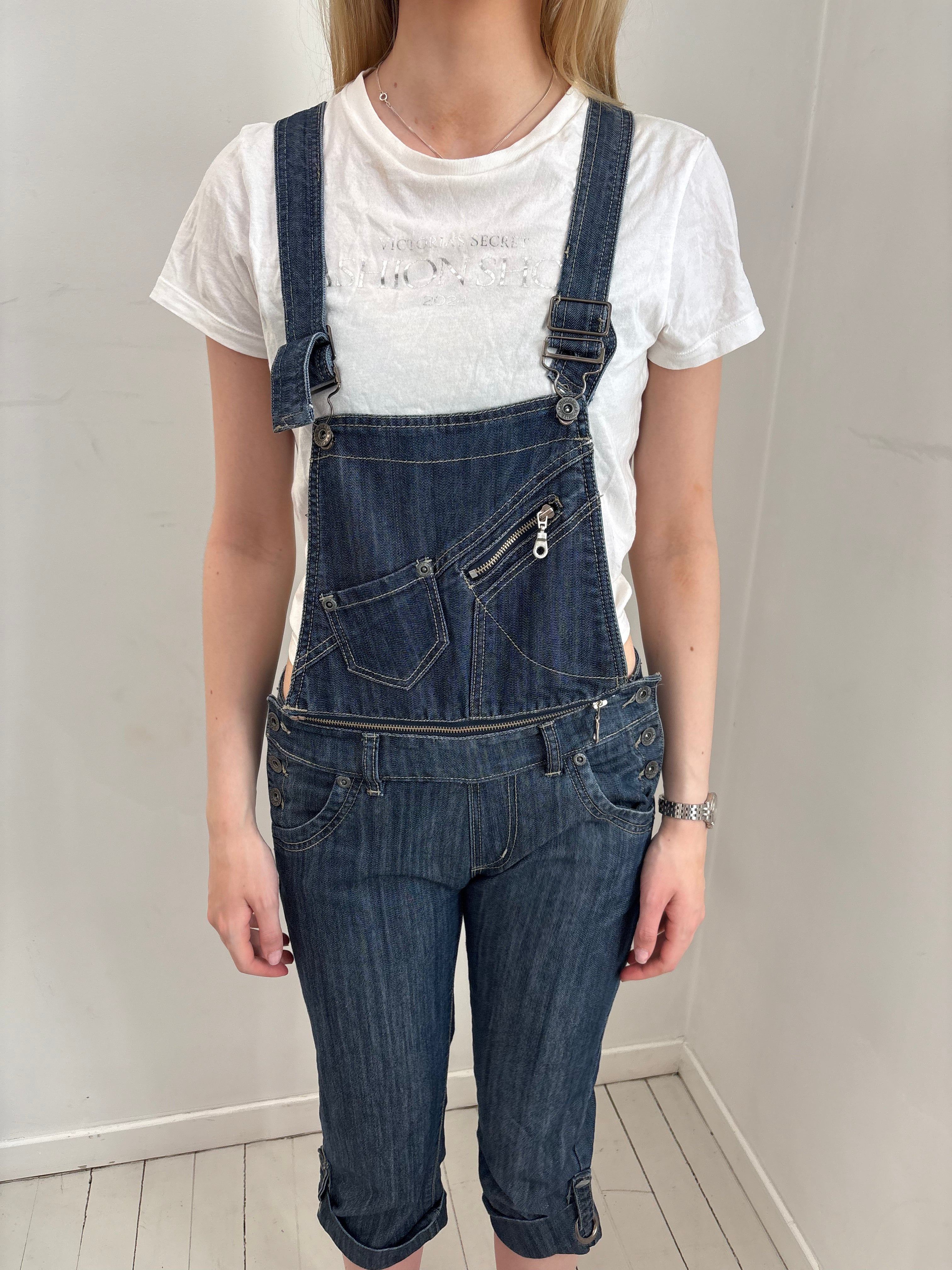 Dark Wash Denim Overalls with Bib Pocket