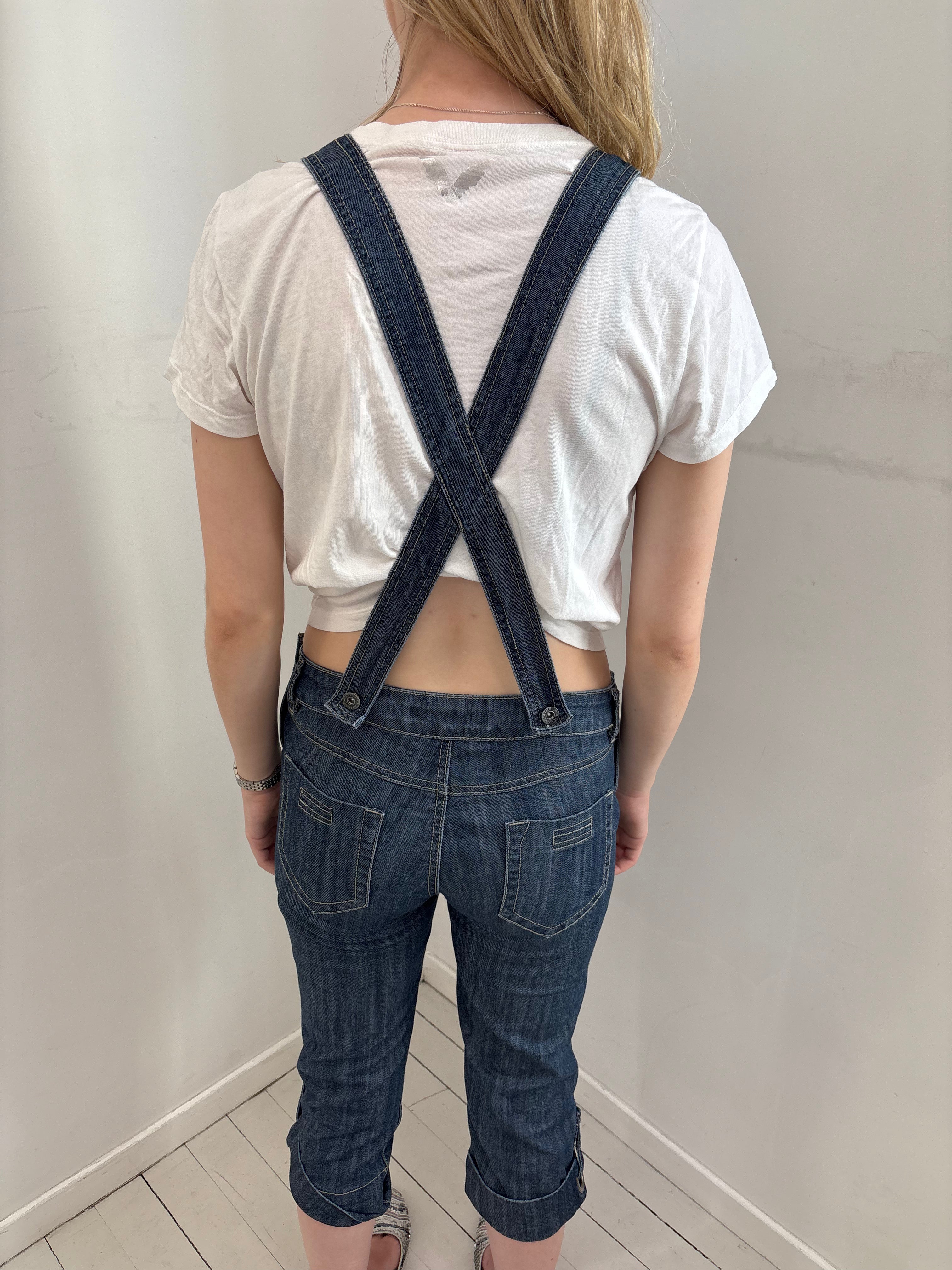 Dark Wash Denim Overalls with Bib Pocket