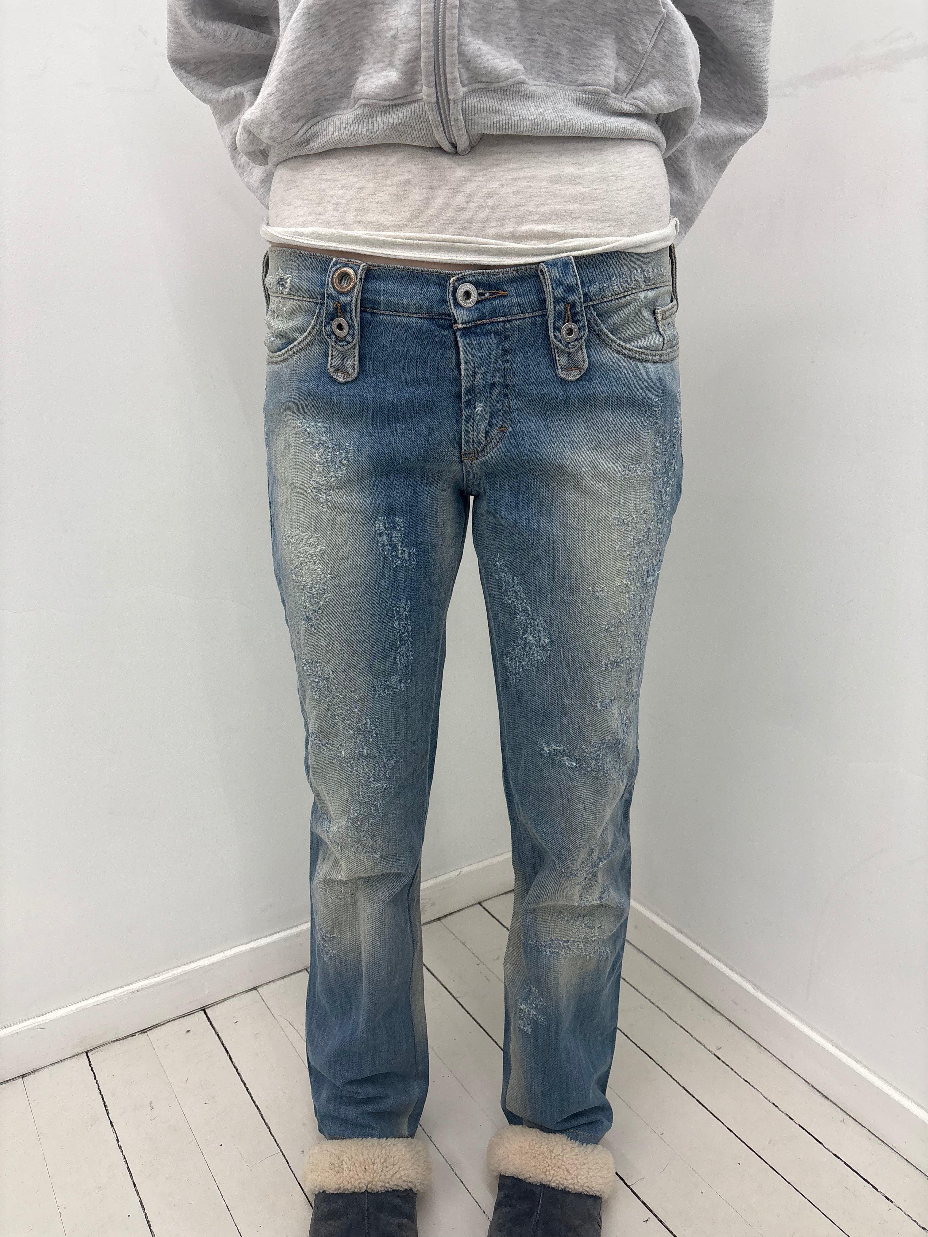 Y2K D&G Jeans Distressed Low-Rise Denim
