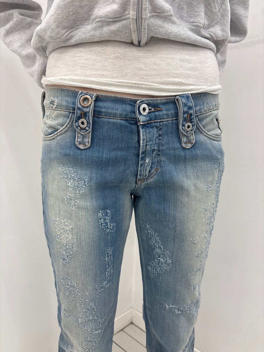 Y2K D&G Jeans Distressed Low-Rise Denim