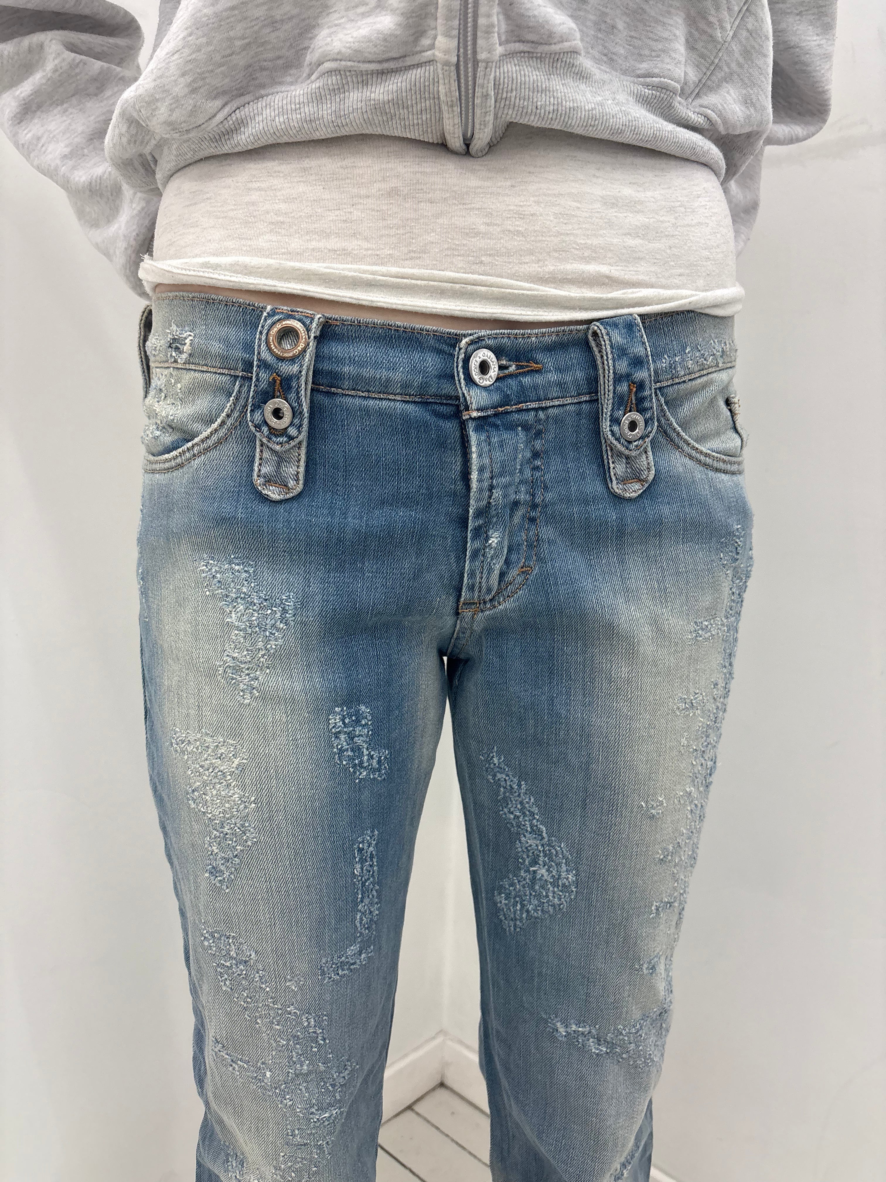 Y2K D&G Jeans Distressed Low-Rise Denim