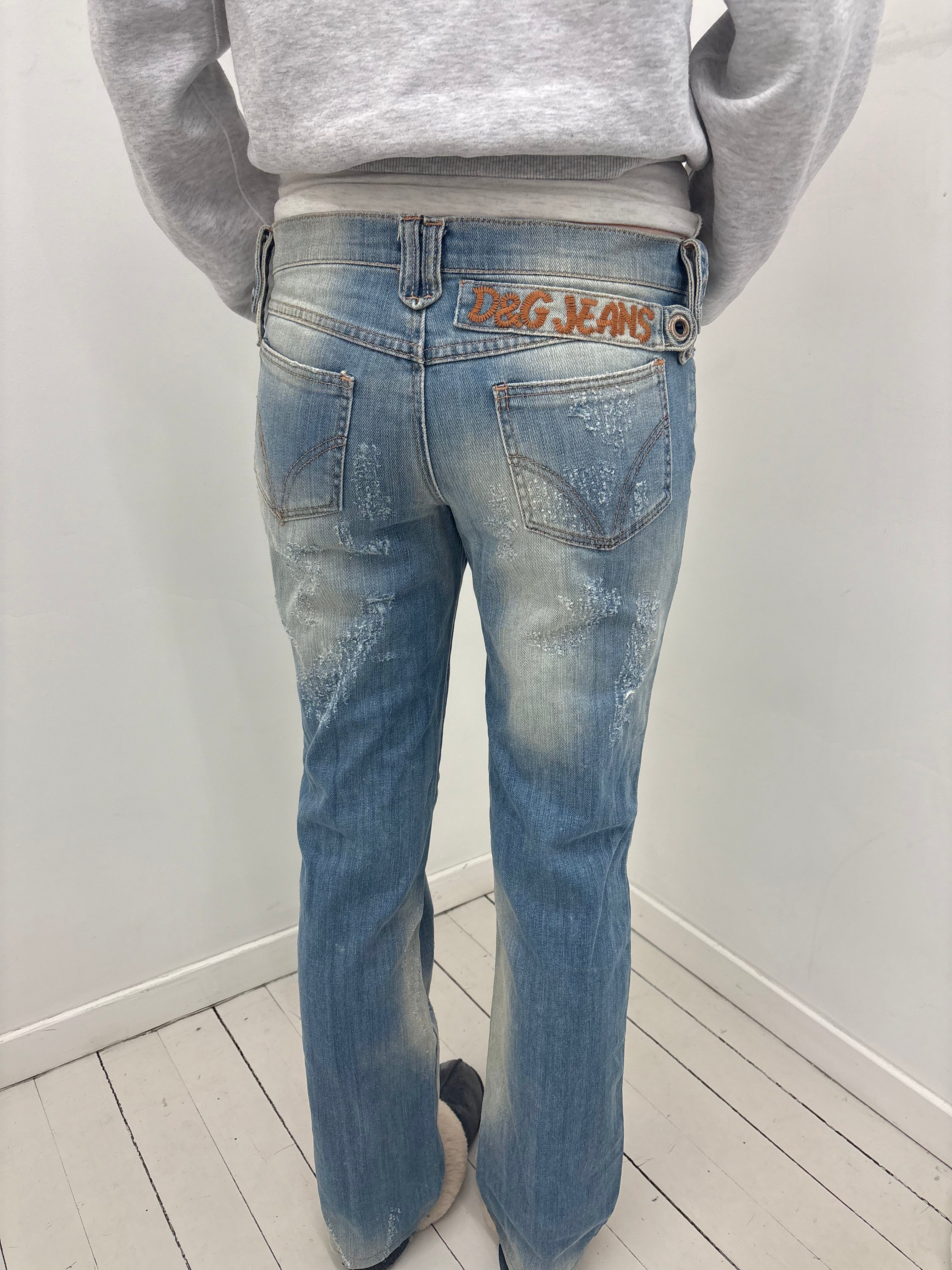 Y2K D&G Jeans Distressed Low-Rise Denim