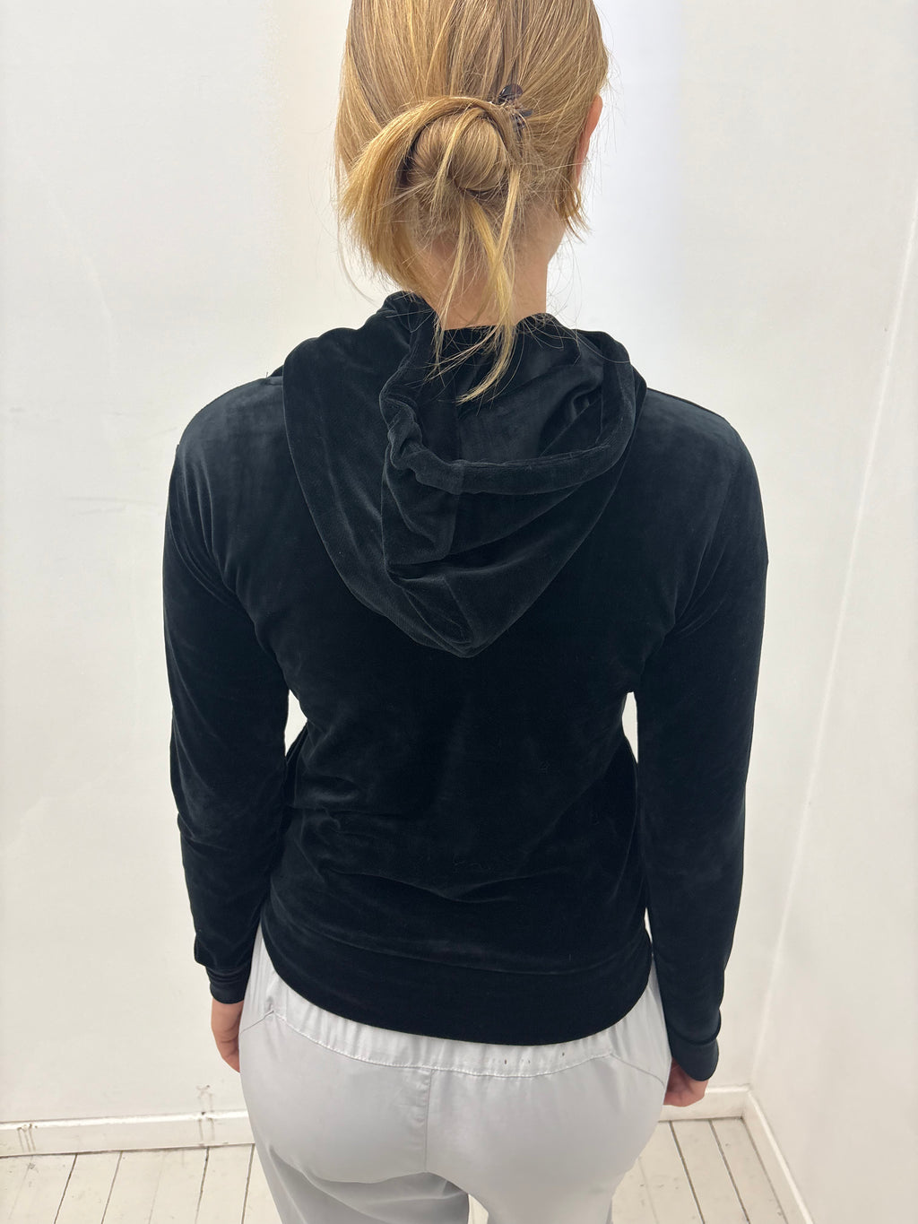 Black Rhinestone Snoopy Velour Hoodie