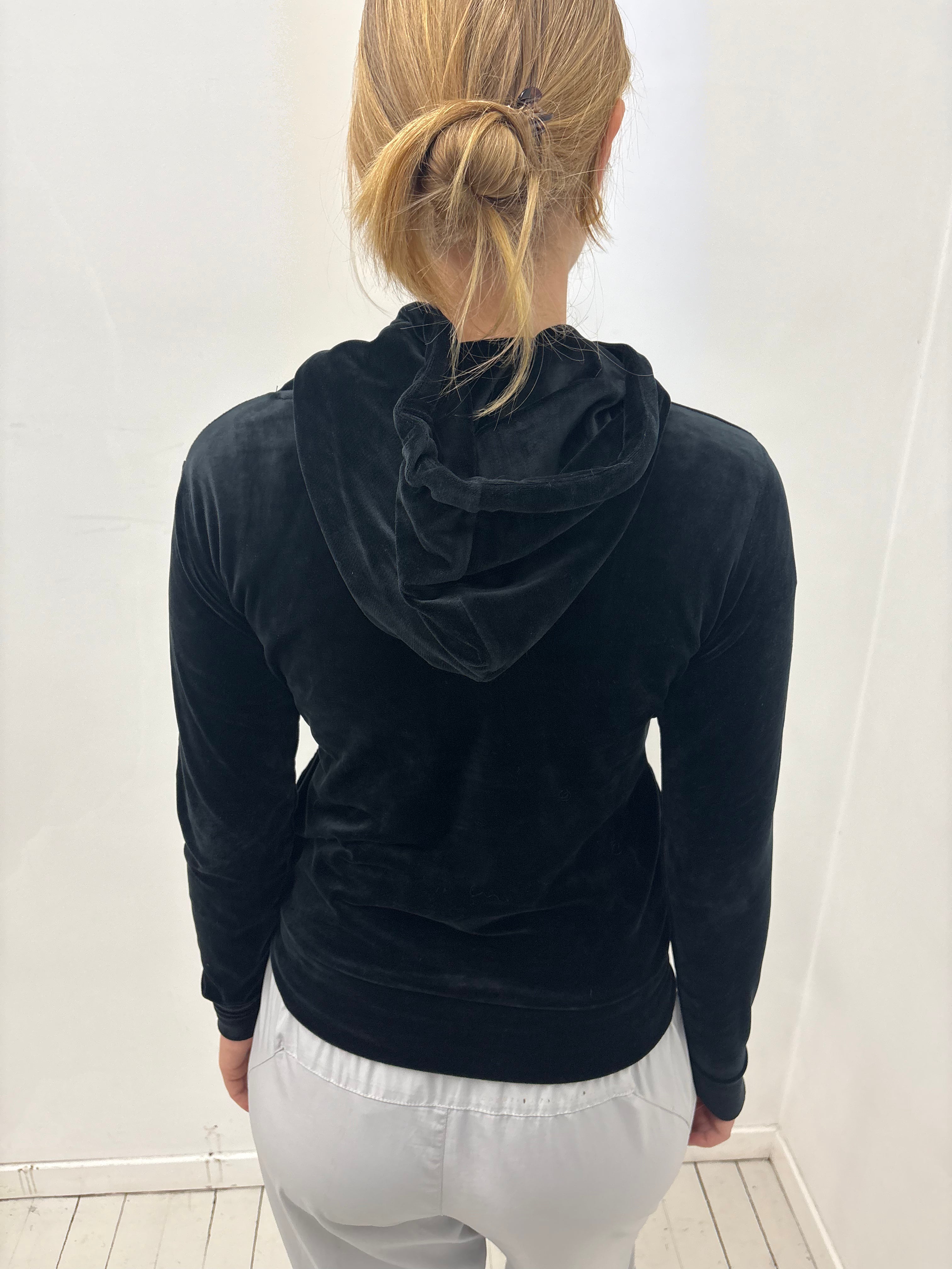 Black Rhinestone Snoopy Velour Hoodie