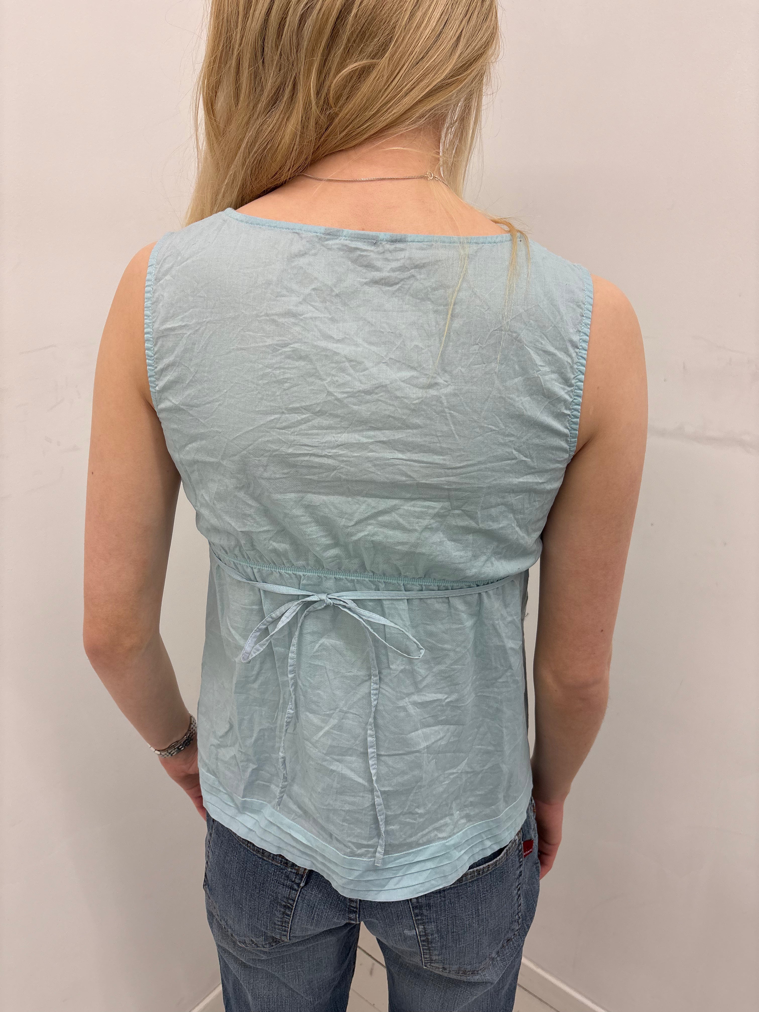 Y2K Powder Blue Eyelet Babydoll Top