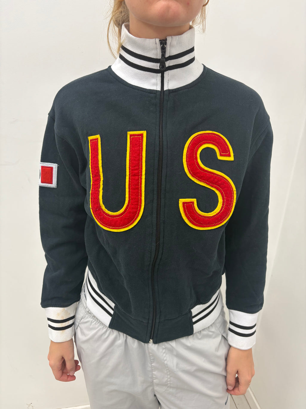 Black USA Zip-Up Track Jacket