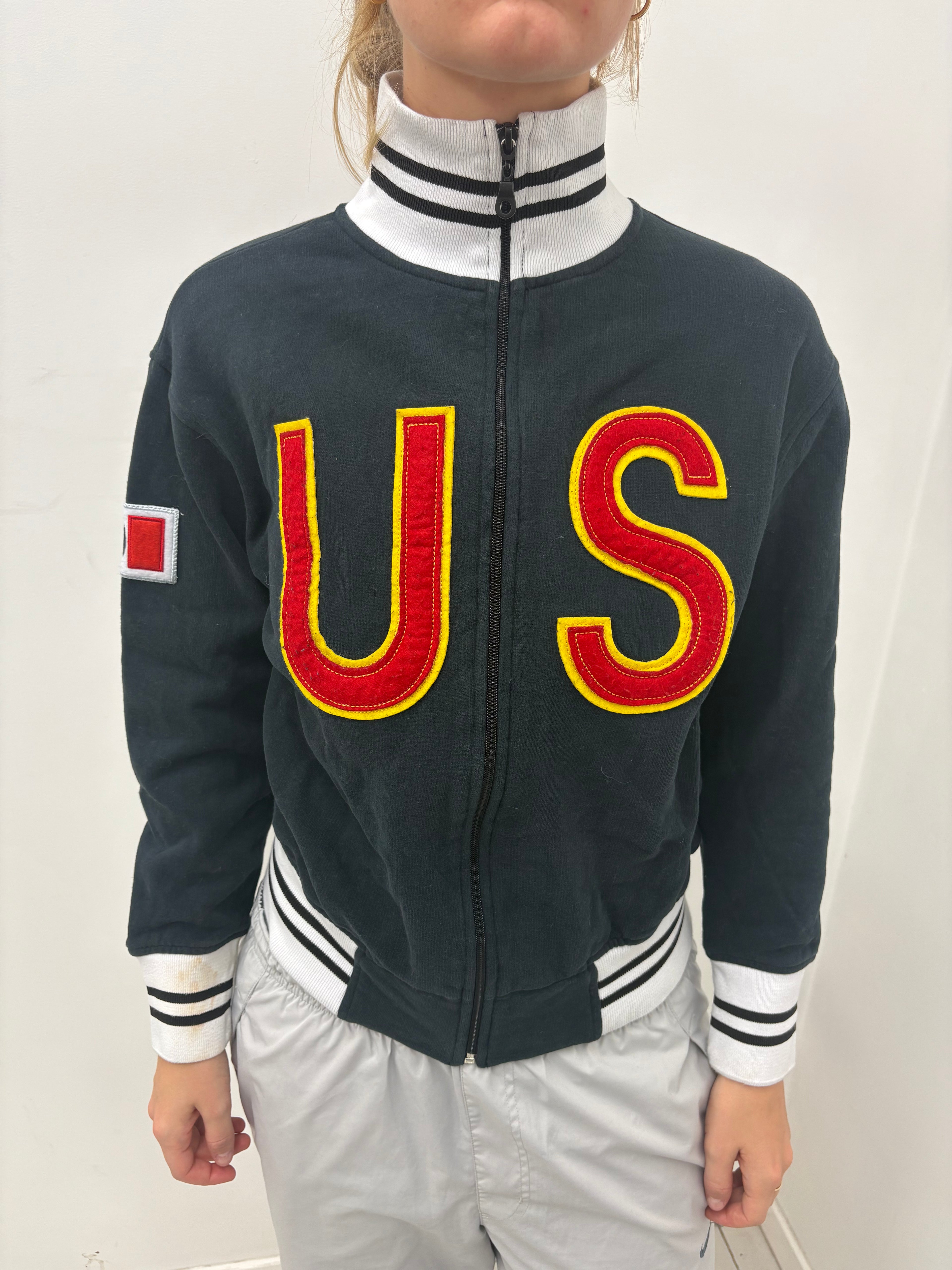 Black USA Zip-Up Track Jacket