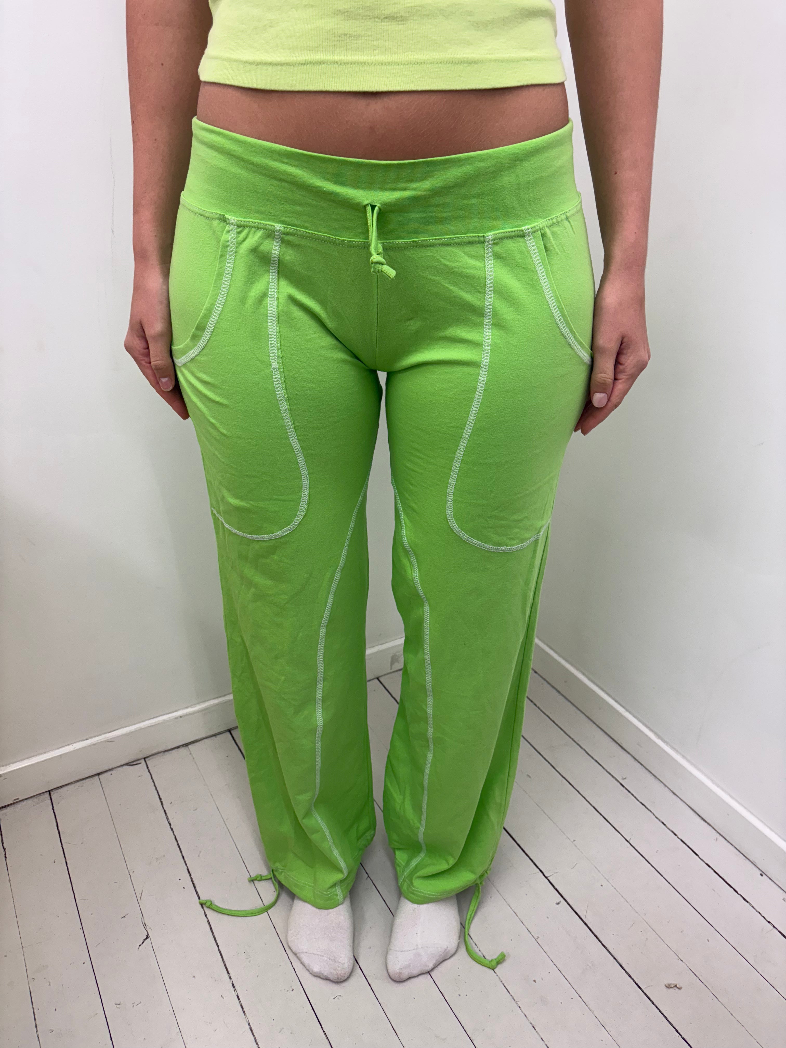 Neon Green Contrast Stitch Yoga Pants