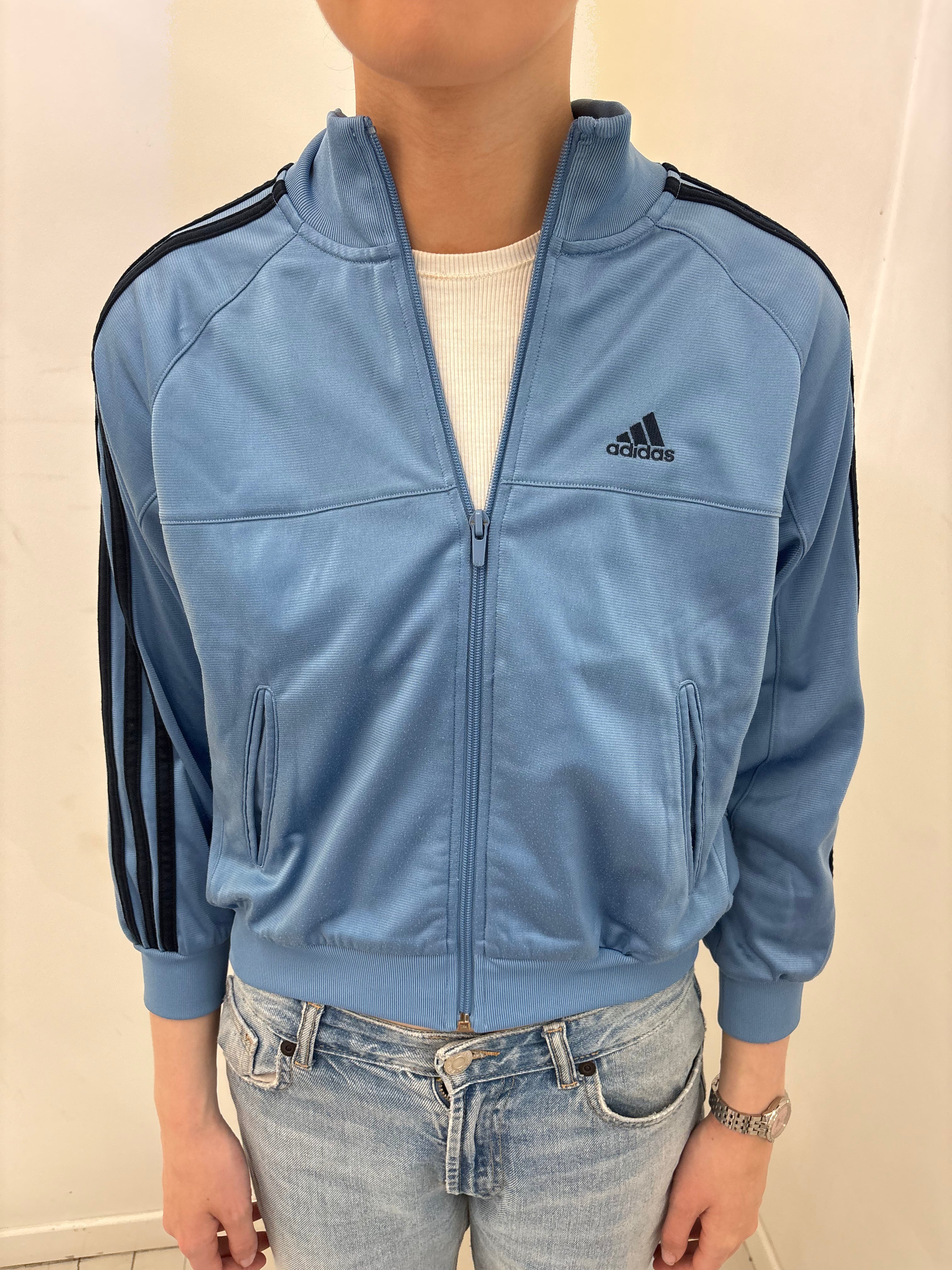Adidas Blue Track Jacket with Navy Stripes