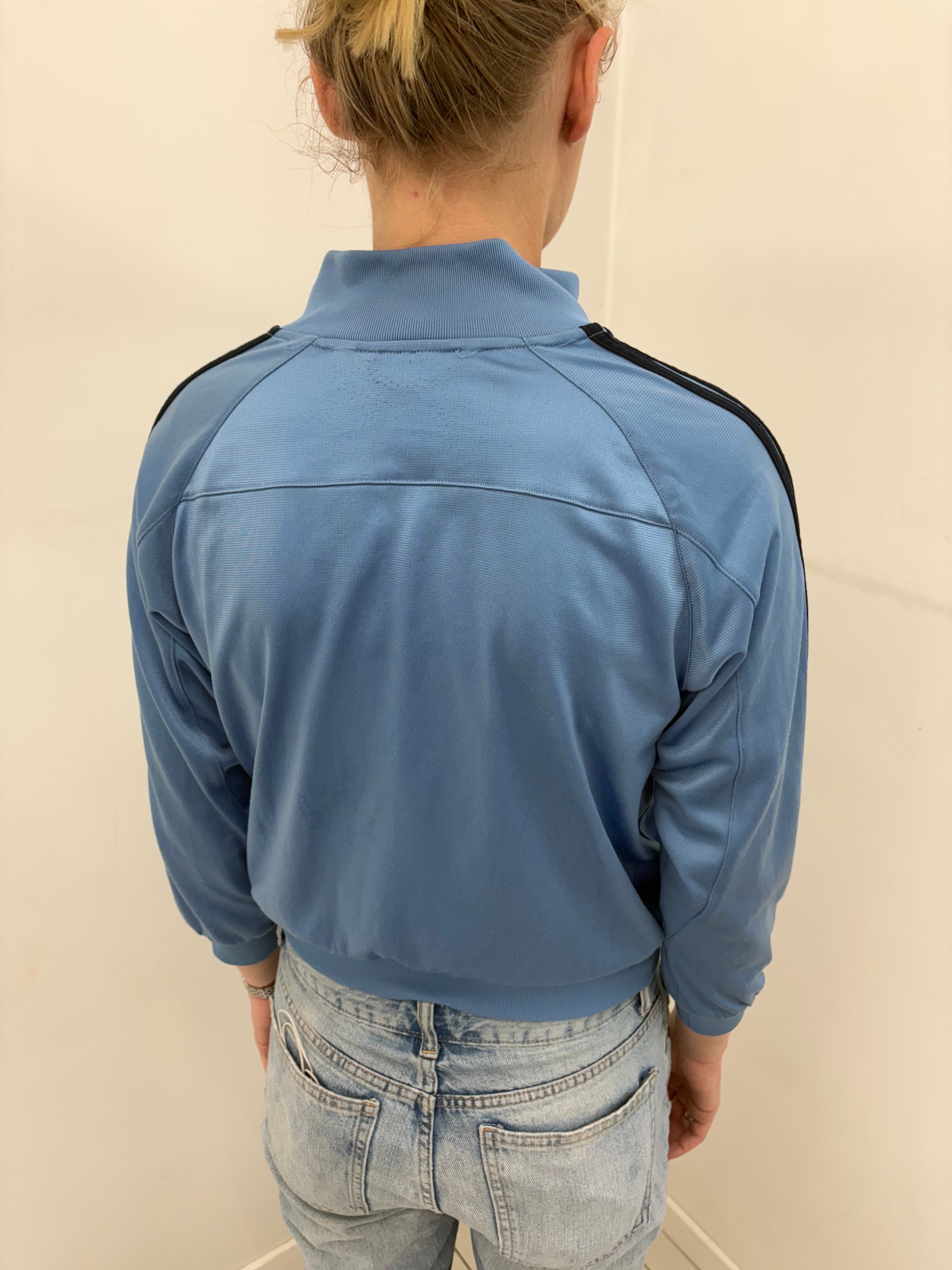 Adidas Blue Track Jacket with Navy Stripes