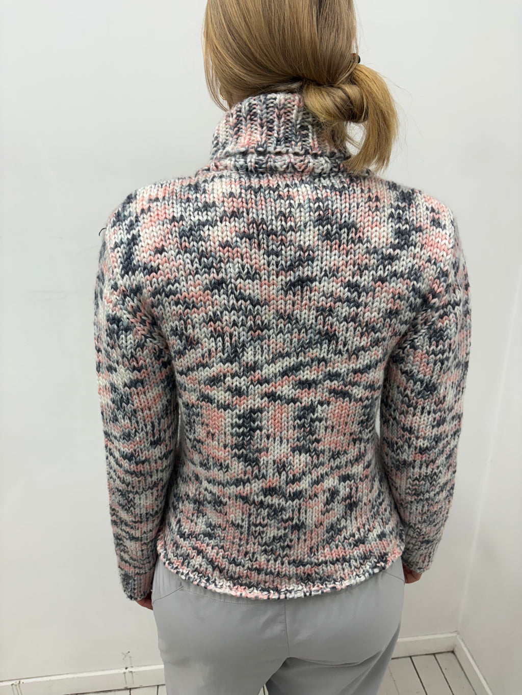 Multicolor Chunky Knit Turtleneck Sweater