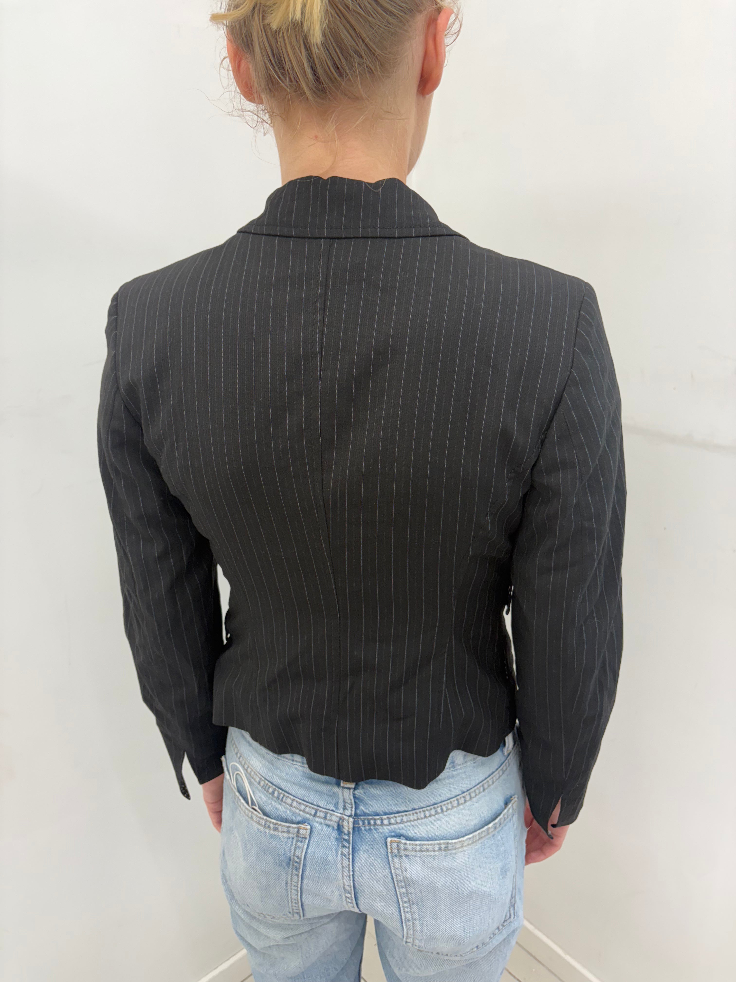 Black Pinstripe Fitted Blazer