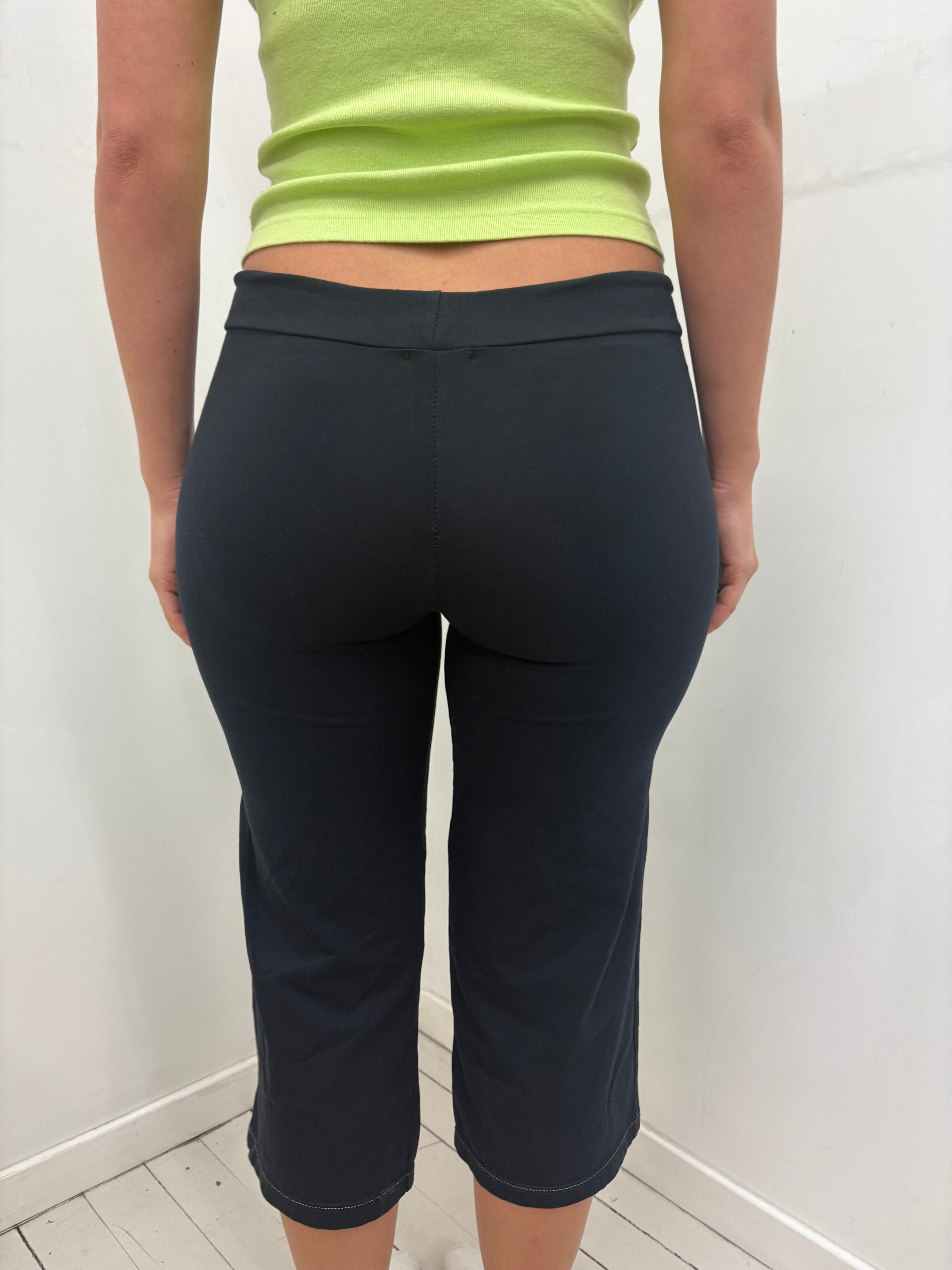 Black Sport Logo Capri Pants