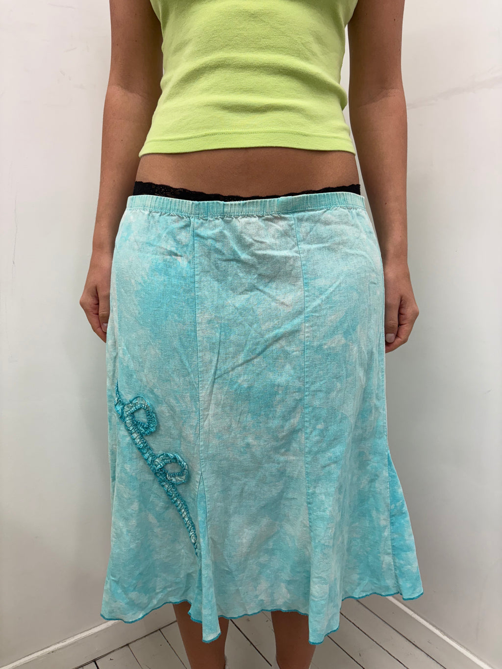 Aqua Tie-Dye Midi Skirt