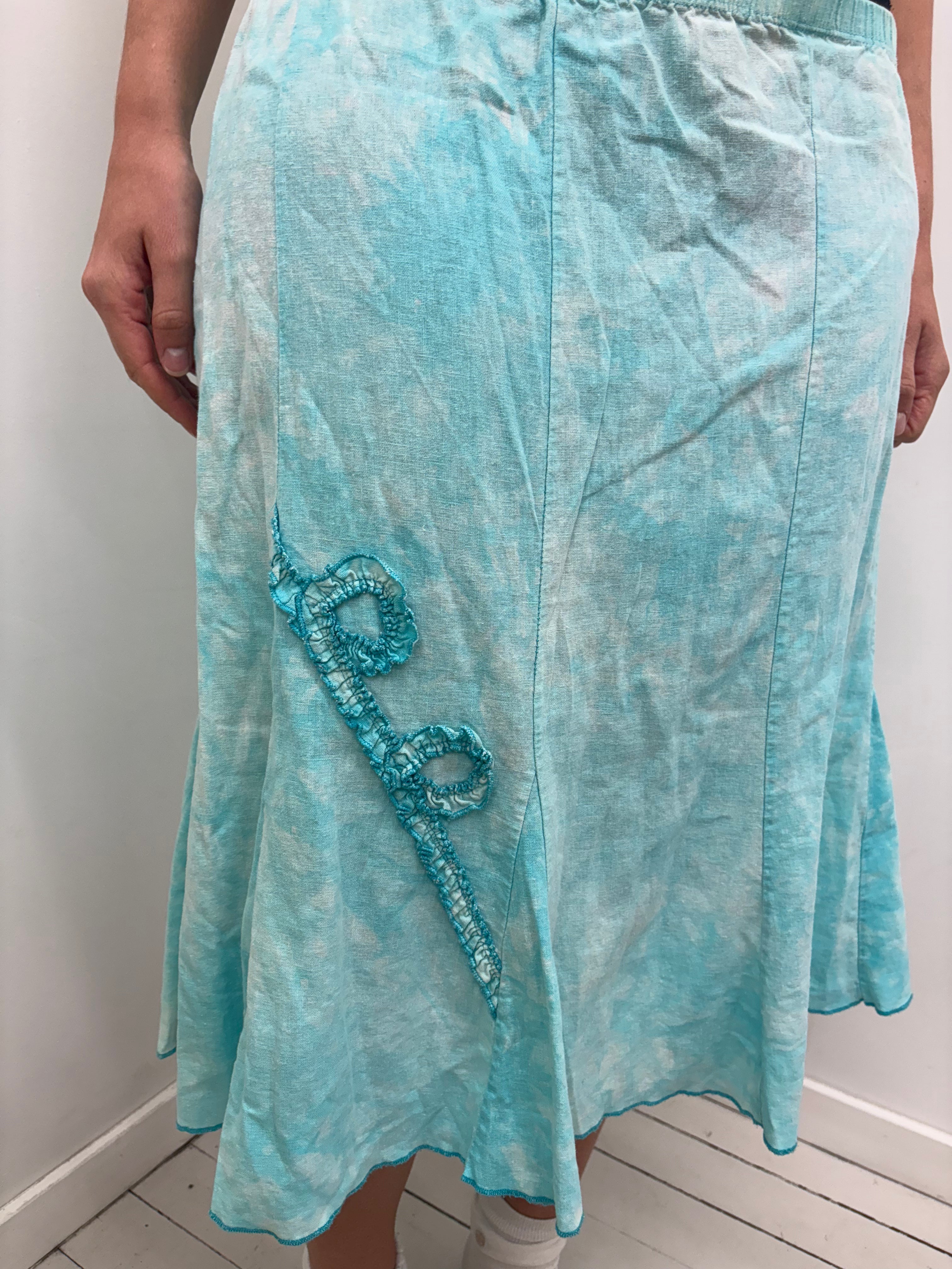 Aqua Tie-Dye Midi Skirt