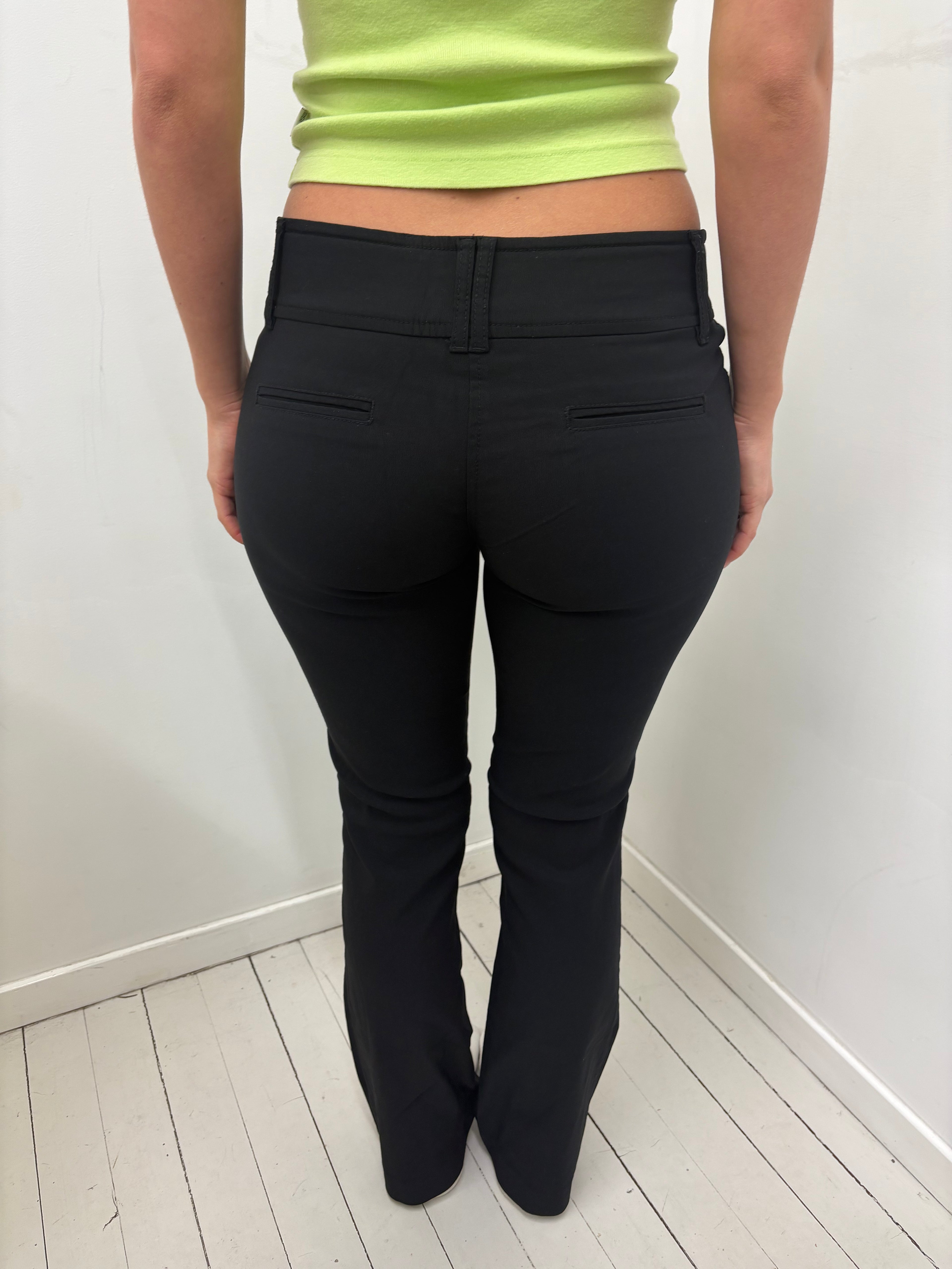 Black Low-Rise Bootcut Dress Pants