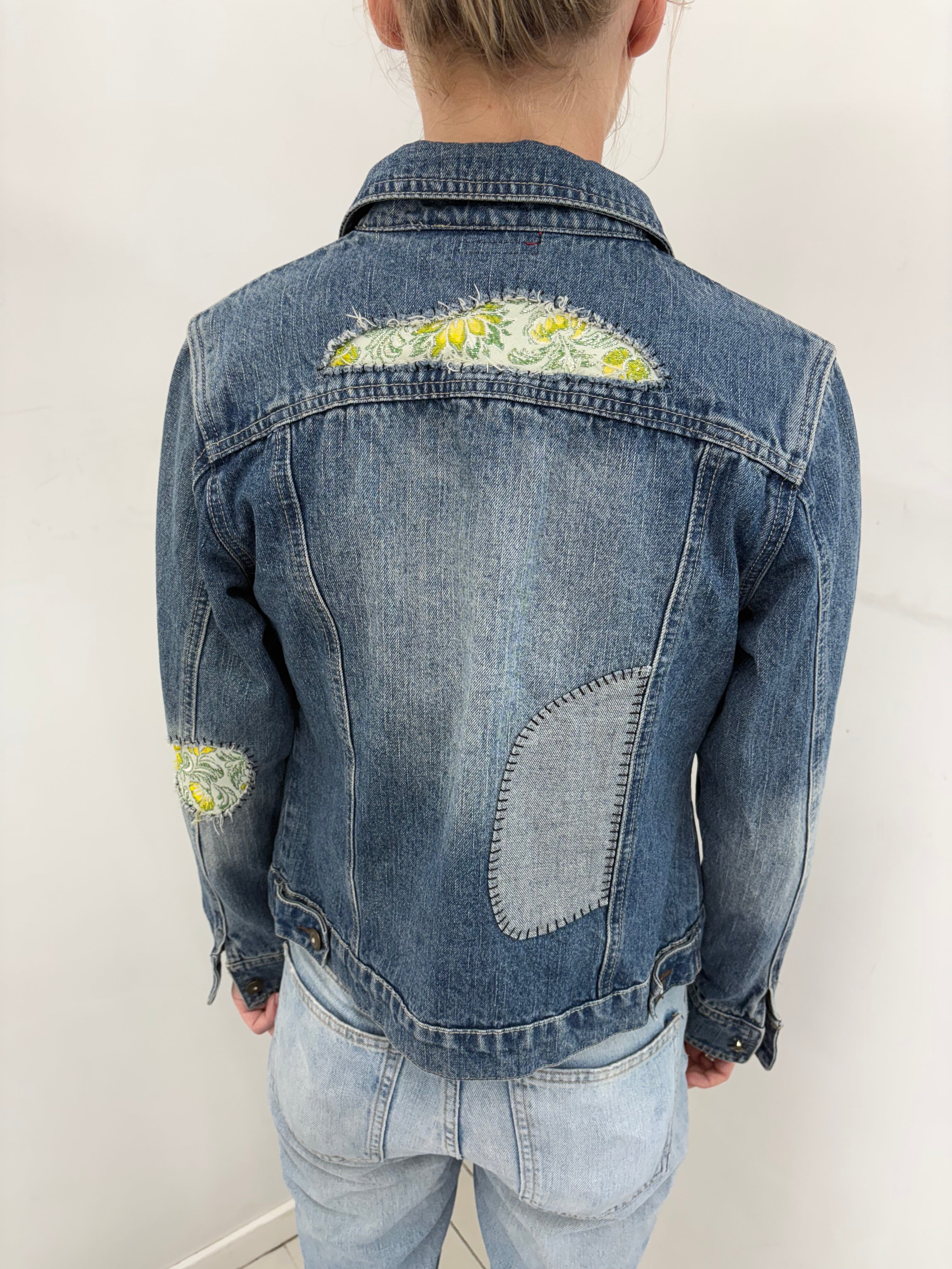 Dark Wash Denim Jacket with Embroidered Patch Details