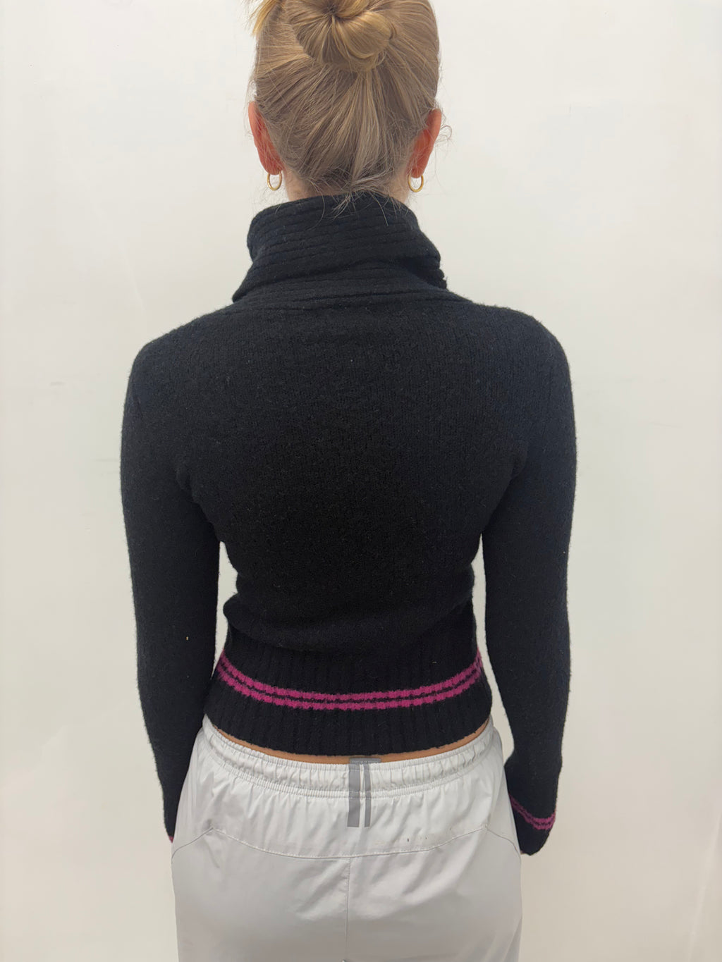 Black Argyle Turtleneck Knit Sweater