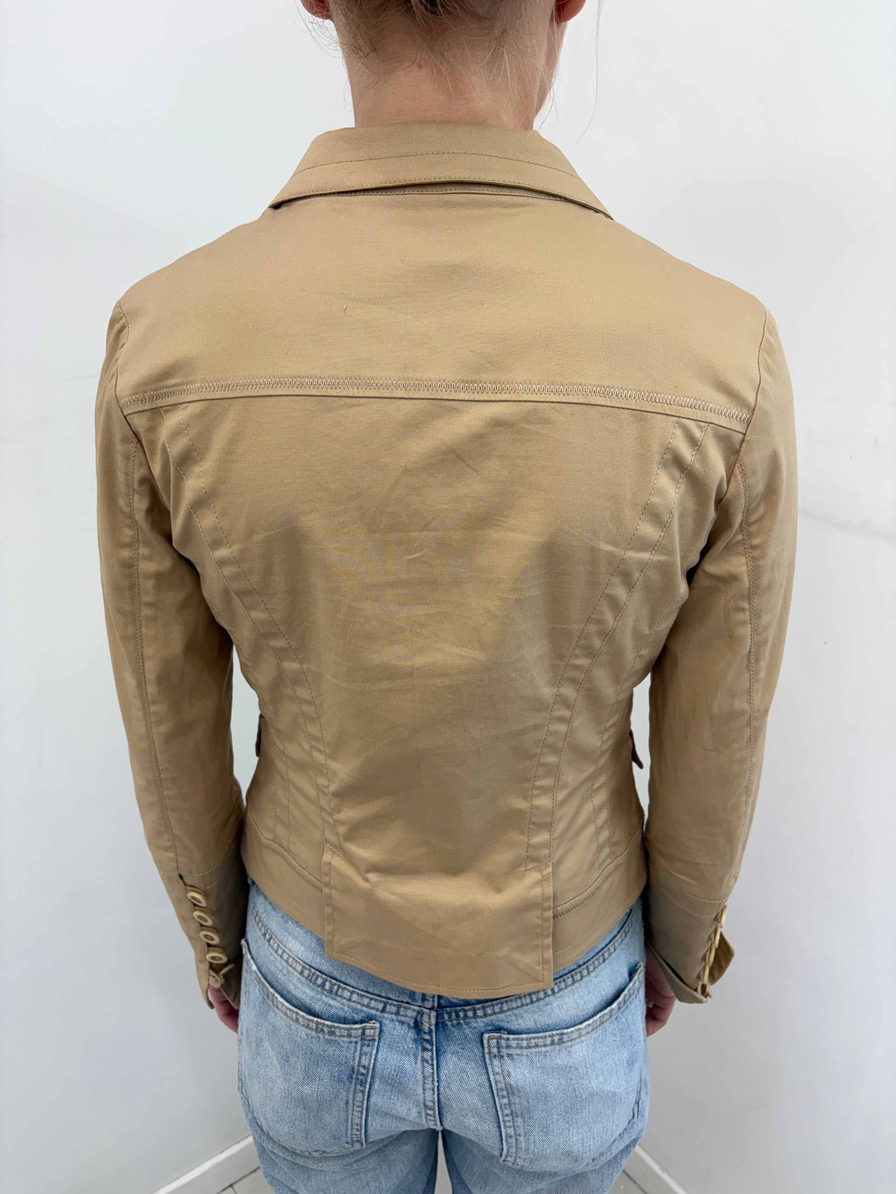 Beige Double-Breasted Fitted Jacket