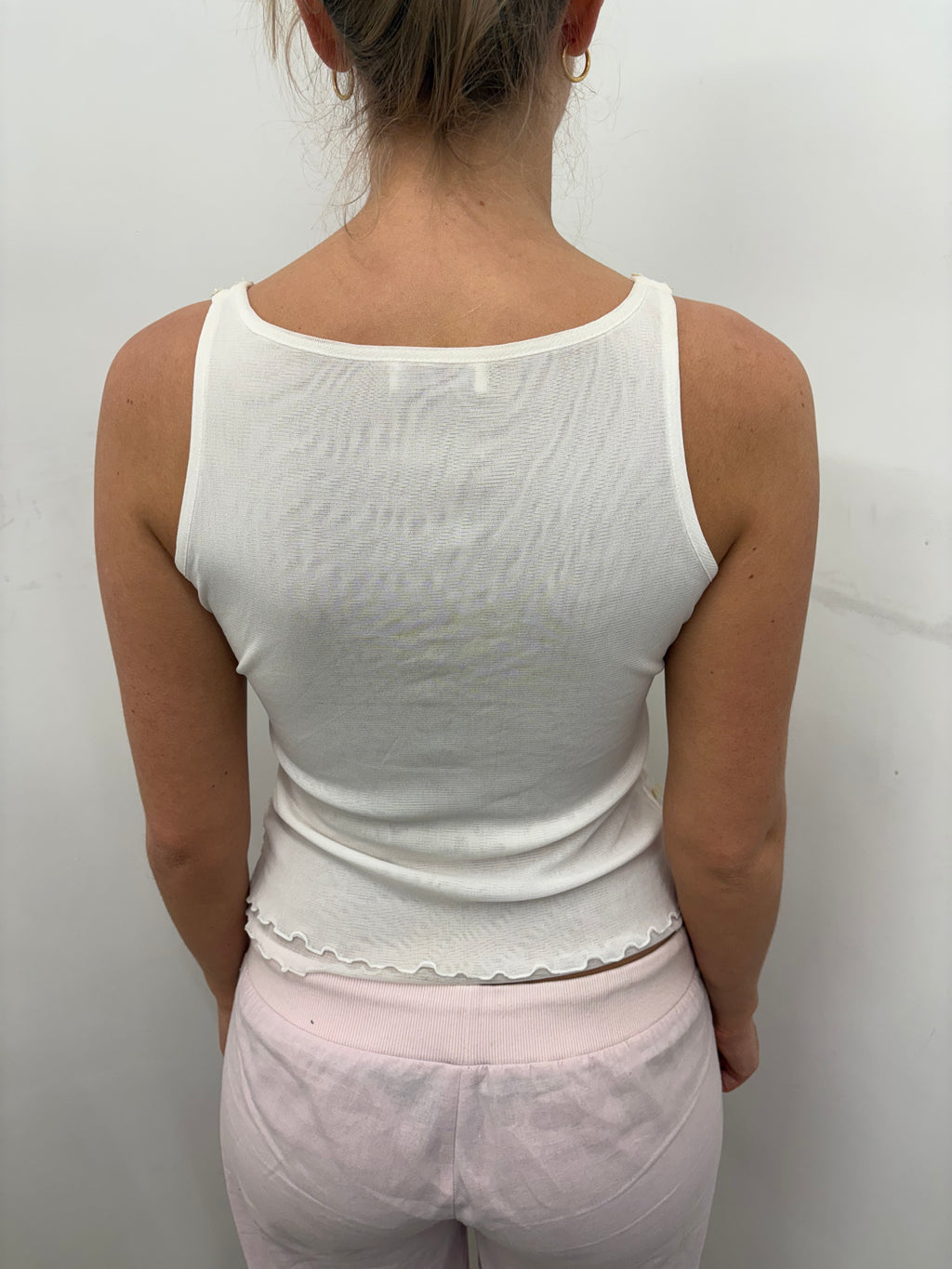 Y2K White Sequin Dove Tank Top