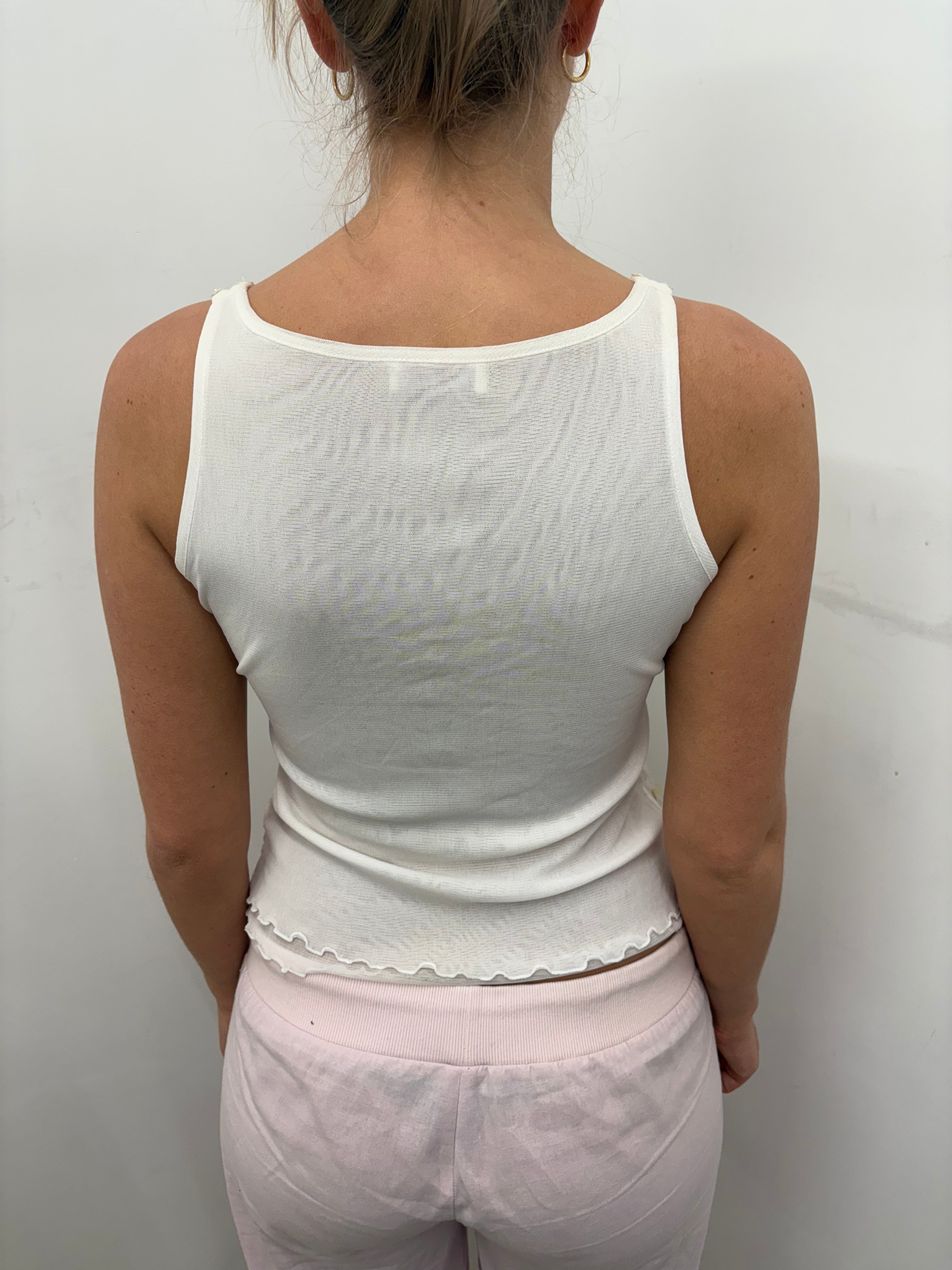 Y2K White Sequin Dove Tank Top