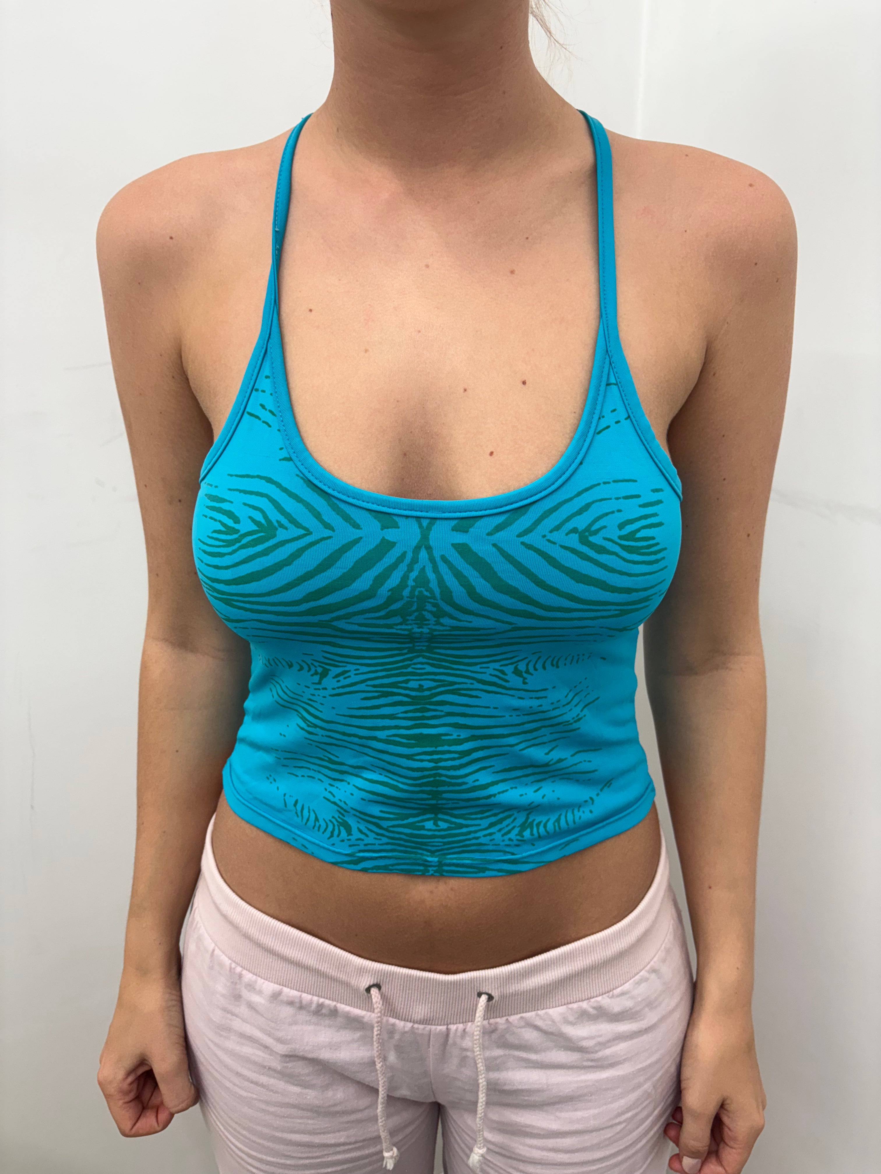 Turquoise Zebra Print Halter Baby Tank