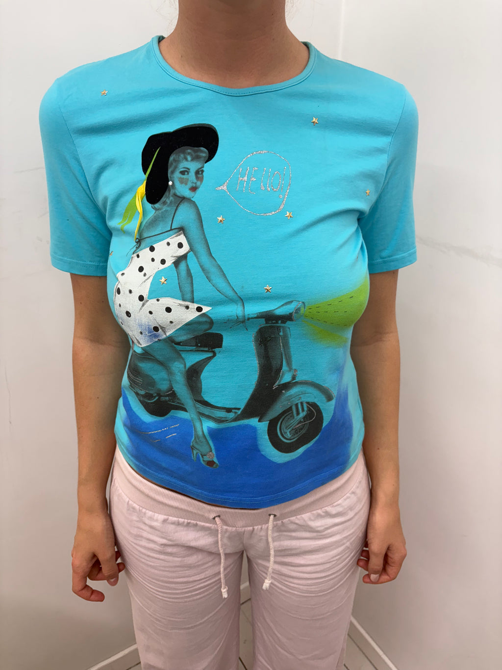 Turquoise Scooter Graphic Baby Tee