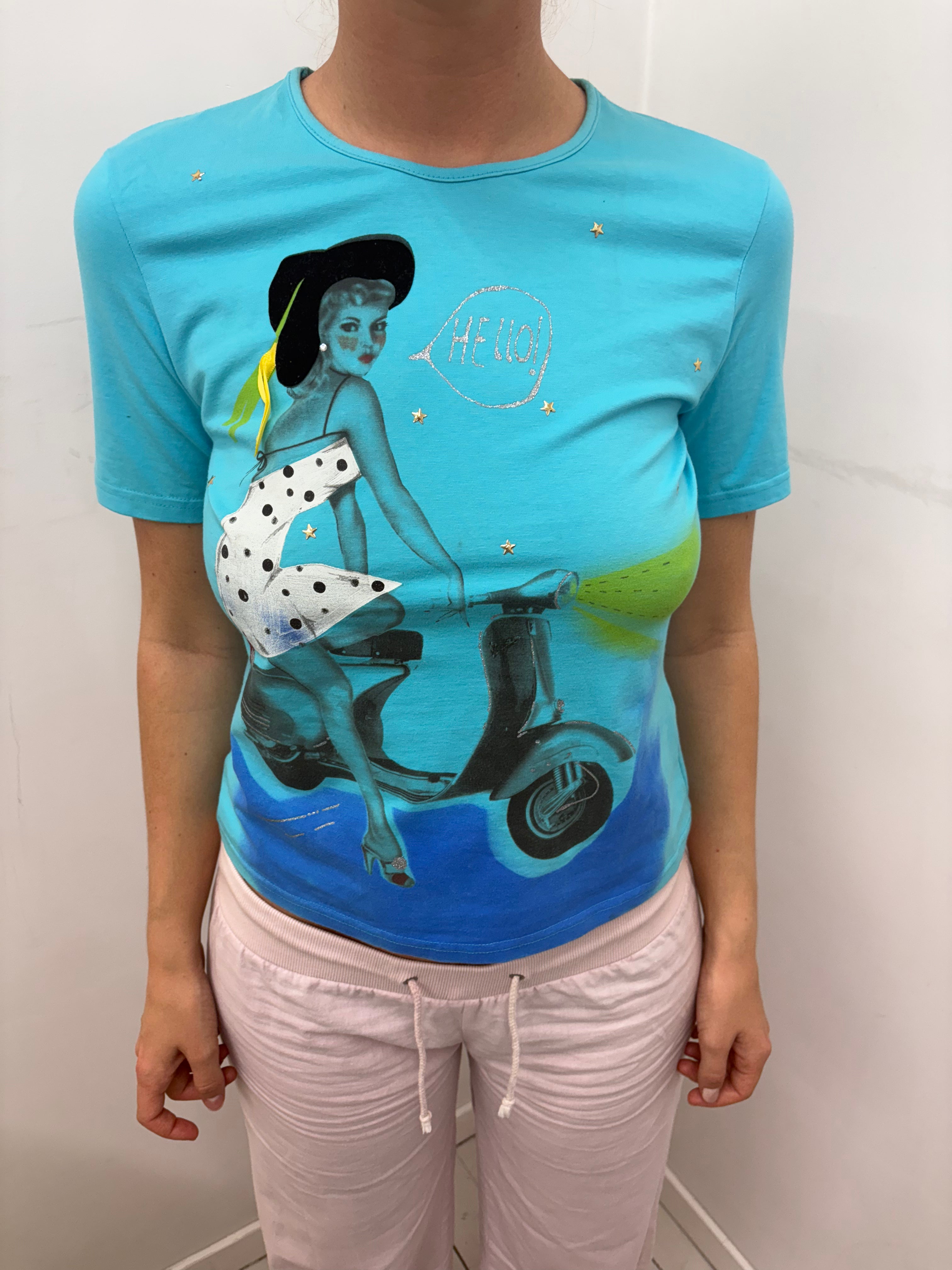 Turquoise Scooter Graphic Baby Tee