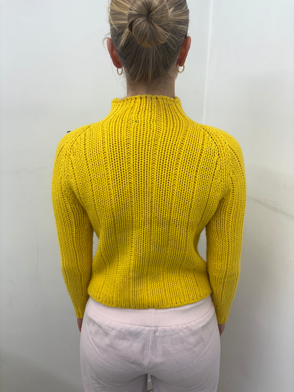 Sunshine Yellow Cable-Knit Zip-Up Cardigan