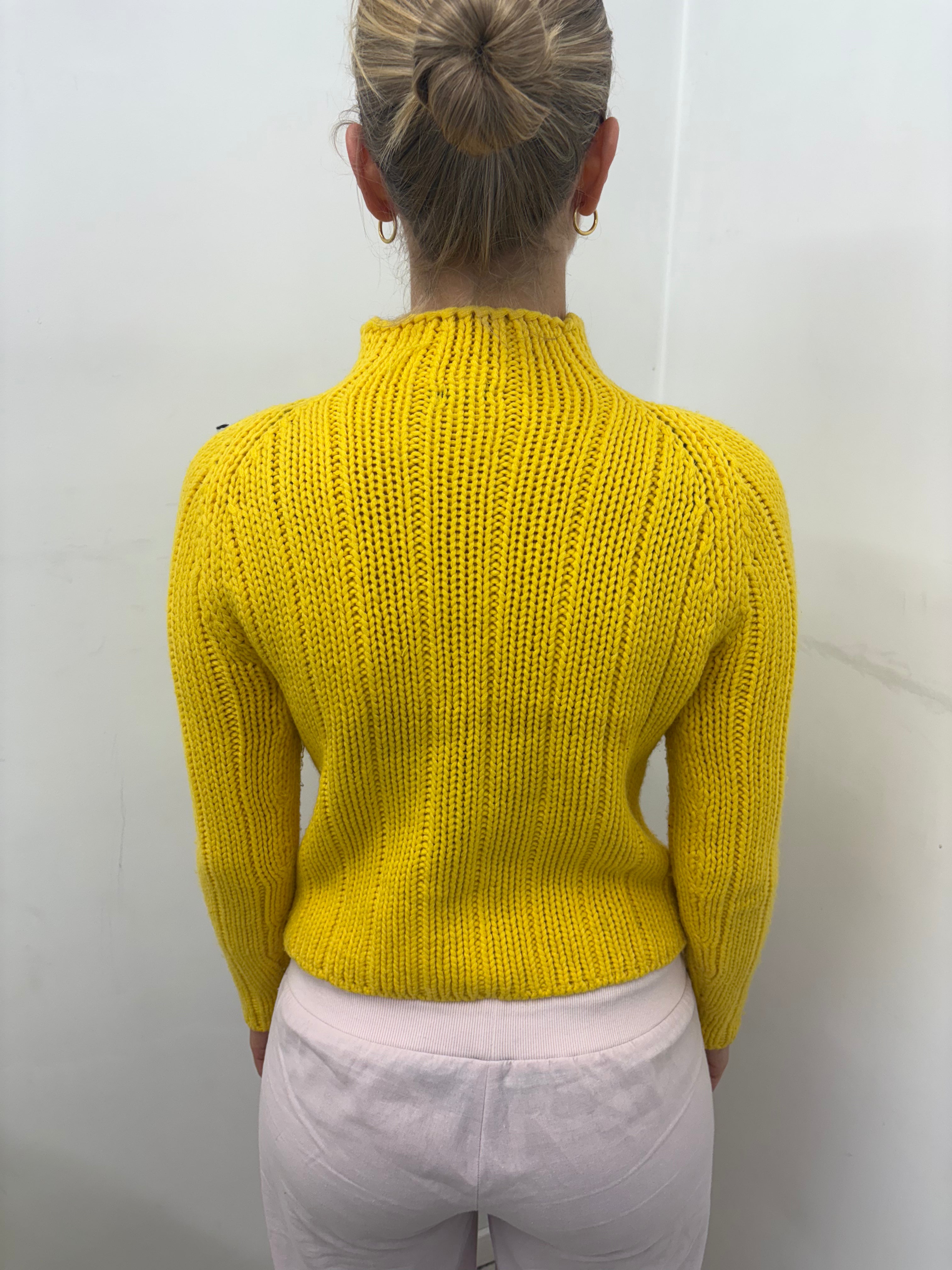 Sunshine Yellow Cable-Knit Zip-Up Cardigan